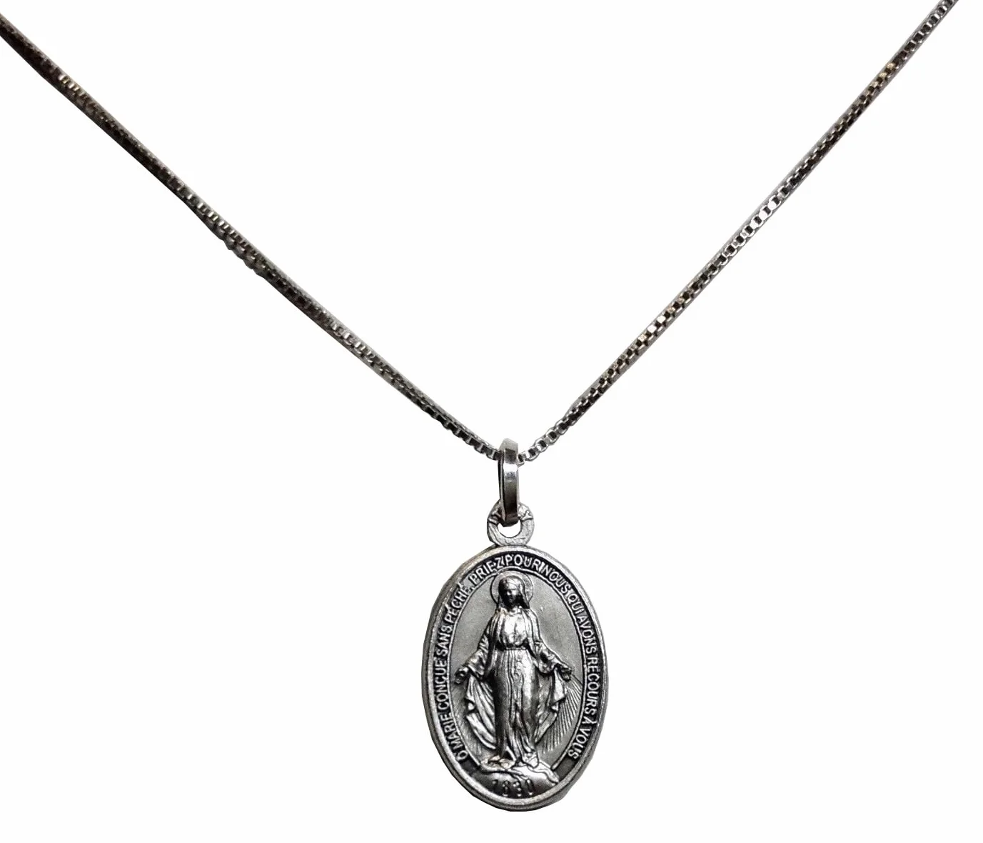 I G J MASYWNY SREBRNY MEDAL 925 Z ŁAŃCUCHEM - ORYGINALNY - 100% WYPRODUKOWANY WE WŁOCHY - MEDALE ŚWIĘTYCH PATRONÓW