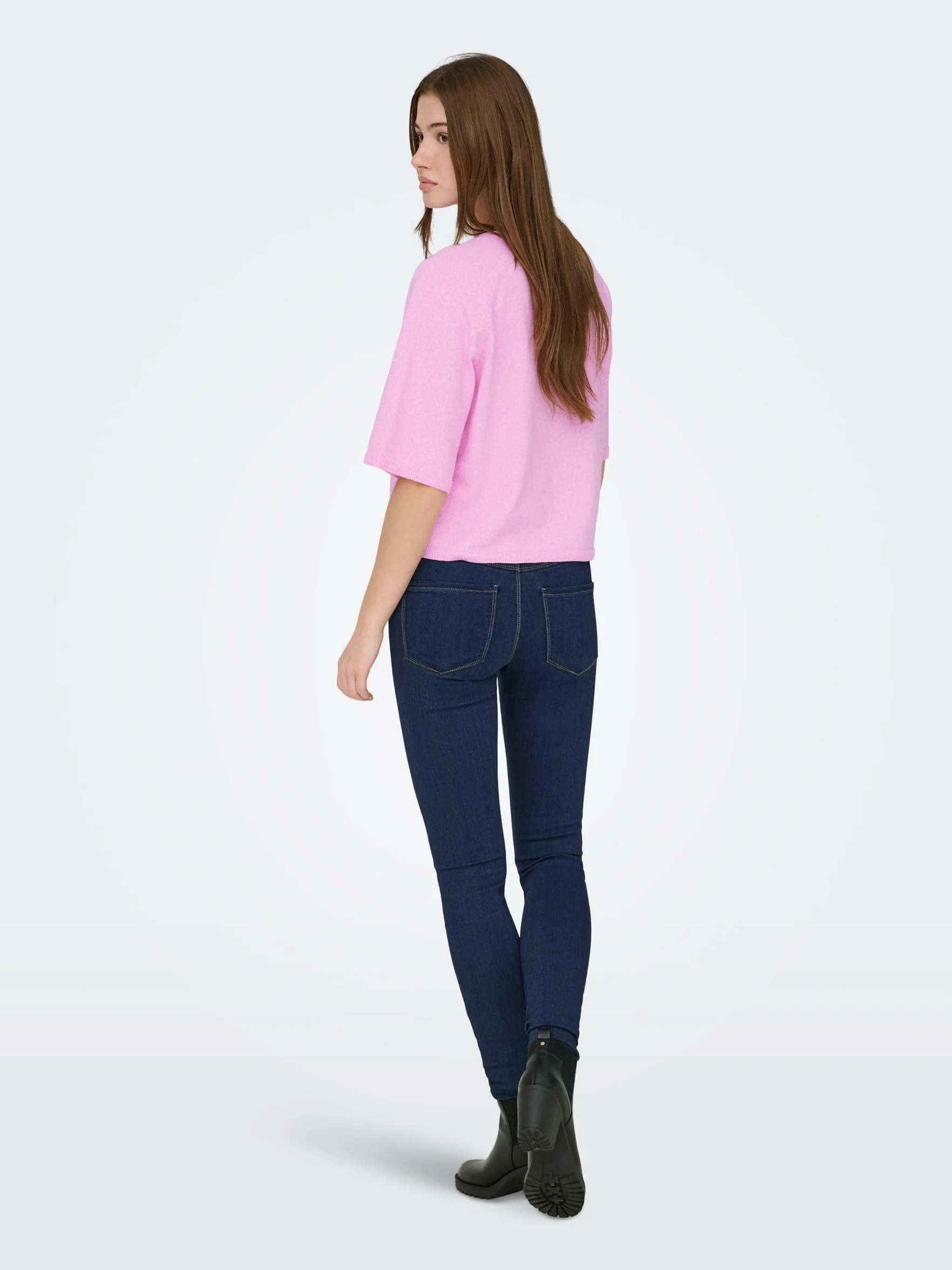ONLY Onlloyal Knt Nca sweter z okrągłym dekoltem 3/4 Super różowy, L damski, Super różowy, L