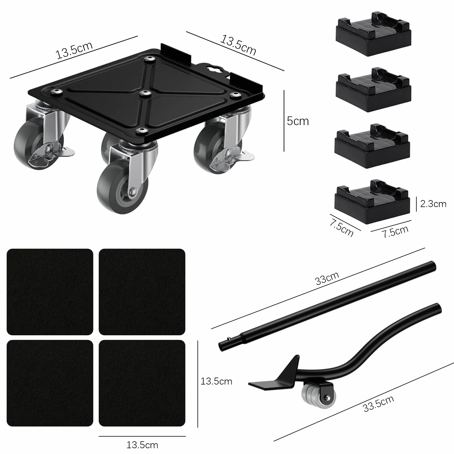 LIROPAU Podnośnik meblowy, kółka transportowe o nośności 450 kg, zestaw narzędzi do podnoszenia mebli z kółkami obracającymi się o 360° do transportu ciężkich mebli, urządzeń gospodarstwa domowego,