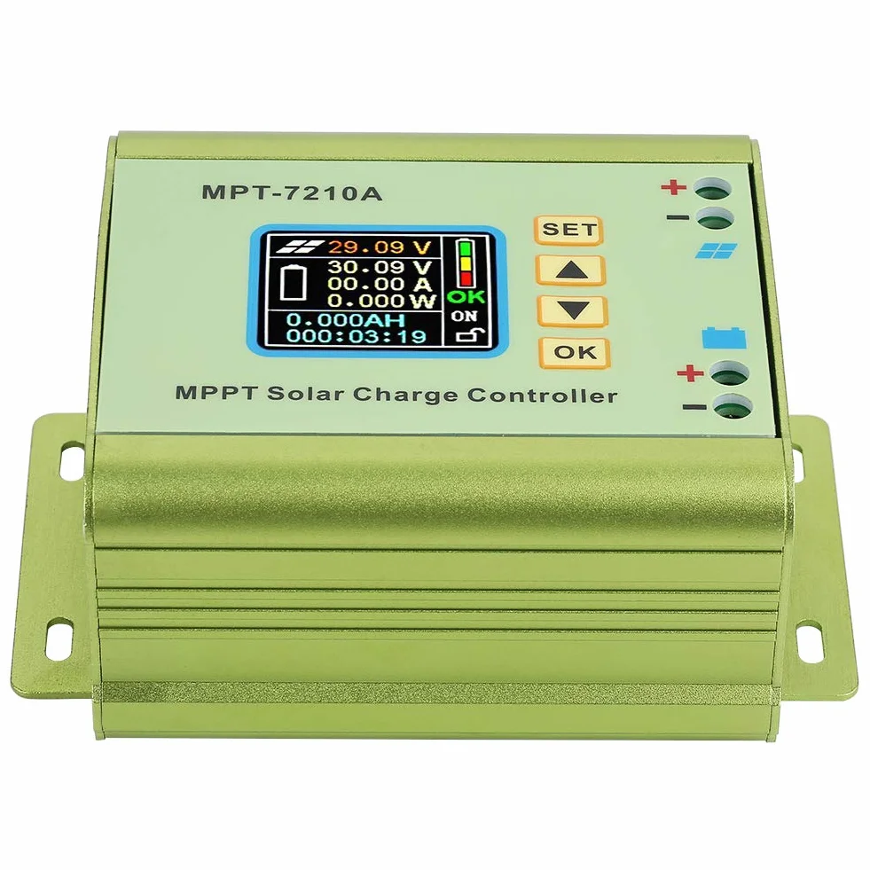 Regulator ładowania panelu słonecznego, MPT-7210A kontroler ładowania panelu słonecznego wyświetlacz LCD kontroler solarny dla przemysłu domowego komercyjnego samochodu łodzi