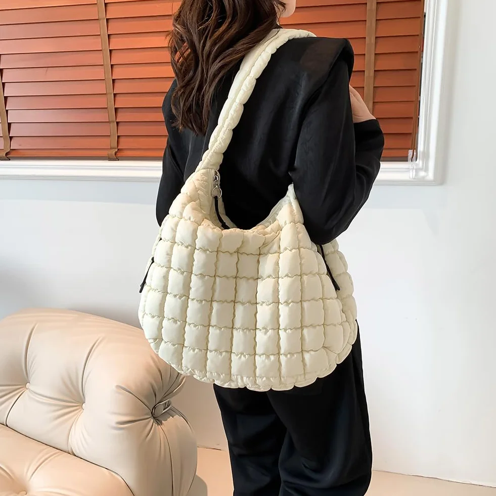 Damska torba hobo w chmurze duża pojemność pikowana bąbelki torba crossbody jednolity kolor modna wyściełana torba na ramię puffer torby na ramię