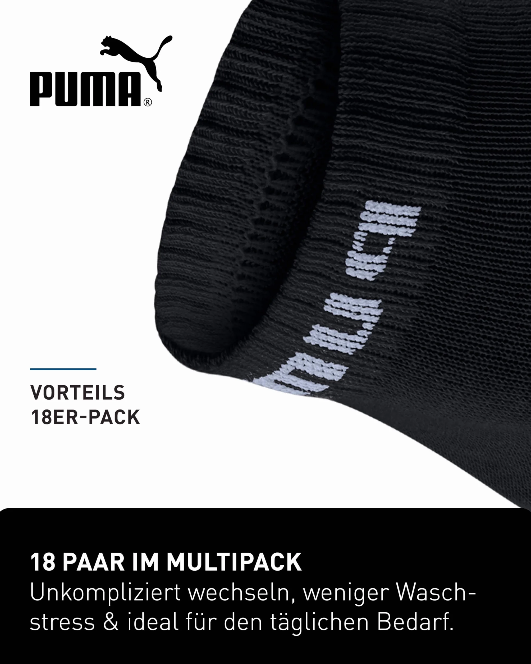 PUMA Skarpety ćwiartkowe, unisex, 18 par, kolekcja Statement