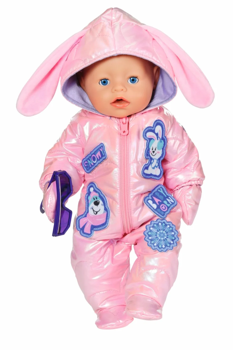 BABY born Kombinezon śnieżny Deluxe 834190 - zimowy strój dla lalek 43 cm z pasującymi rękawiczkami i okularami przeciwsłonecznymi - odpowiedni dla dzieci od 3 lat
