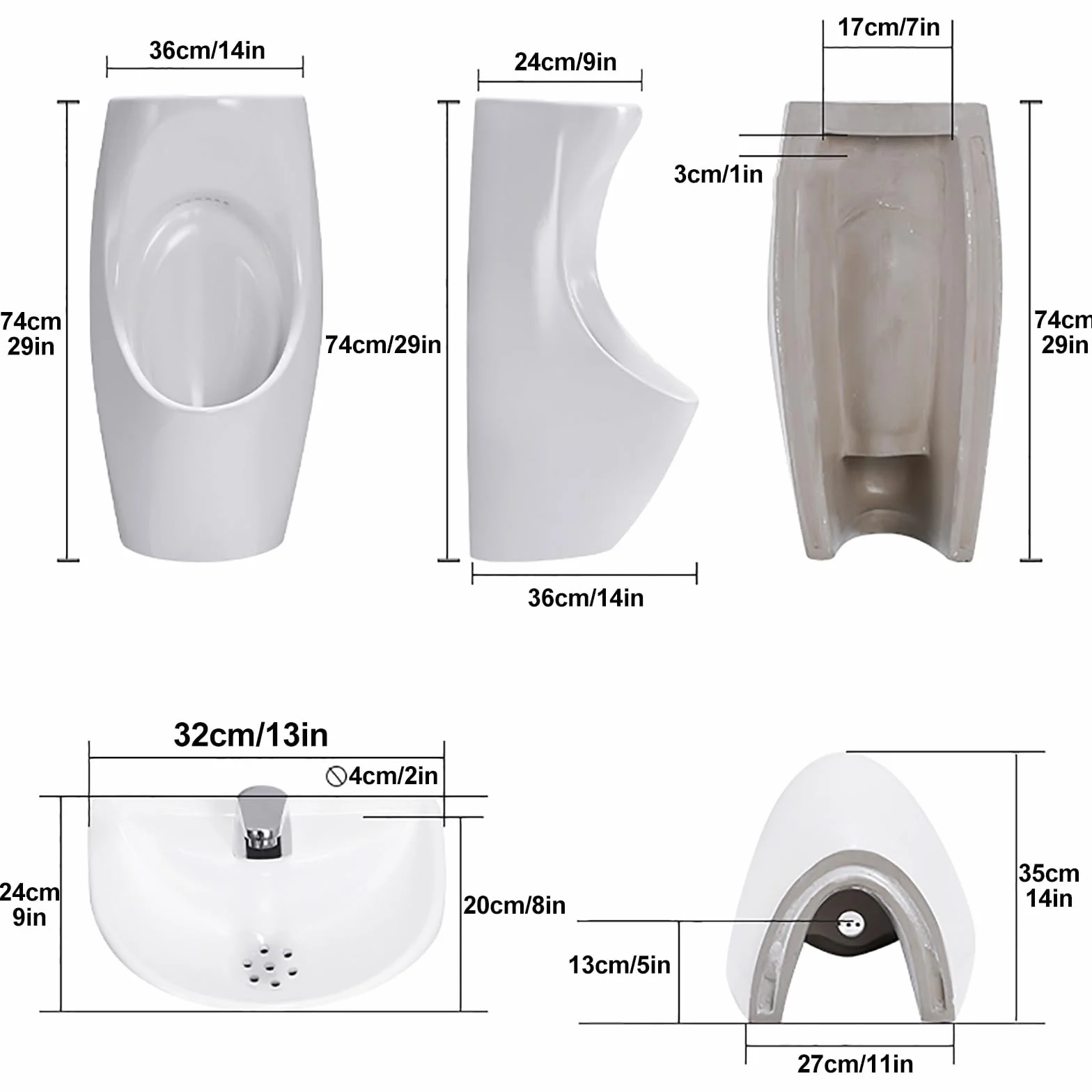 Pisuary Dla Mężczyzn Odporne Na Zalanie, Z Umywalką I Kranem, Pisuary Ceramiczne, Pisuary Dla Mężczyzn Odporne Na Zalanie W Nocy, Pisuary Dla Mężczyzn Łazienka, Pisuar Zewnętrzny(Ordinary faucet