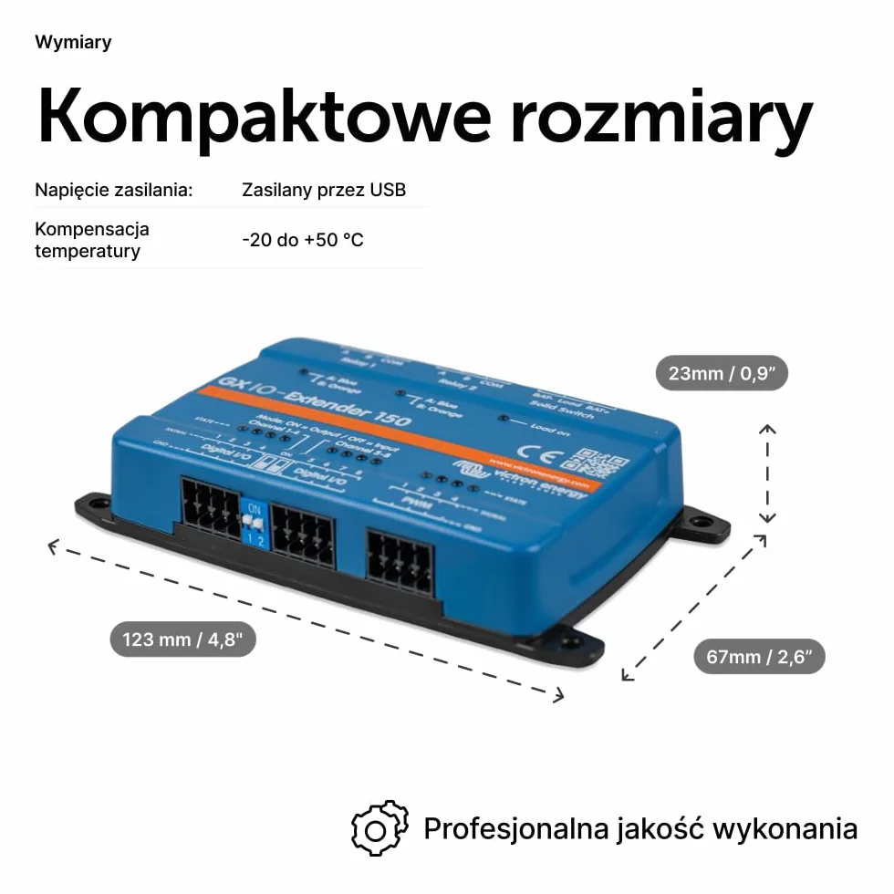 Victron Energy GX IO-Extender 150 – moduł rozszerzenia sterowania i monitorowania USB – moduł monitorujący Plug-and-Play