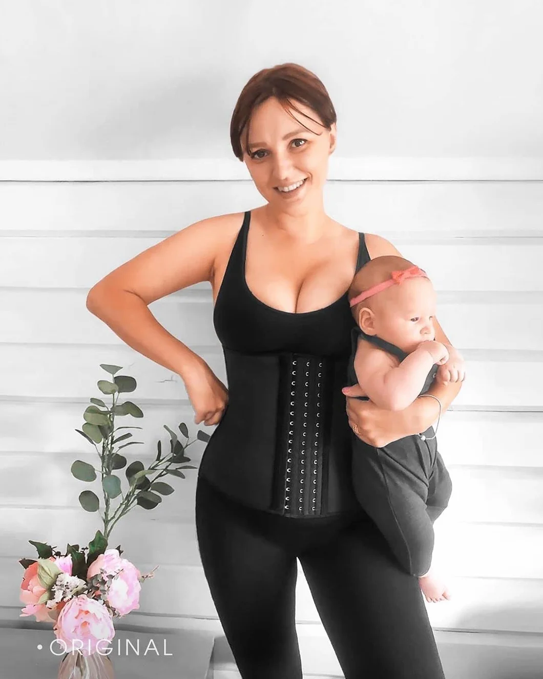 YIANNA Gorset damski wyszczuplający brzuch lateksowy do modelowania talii