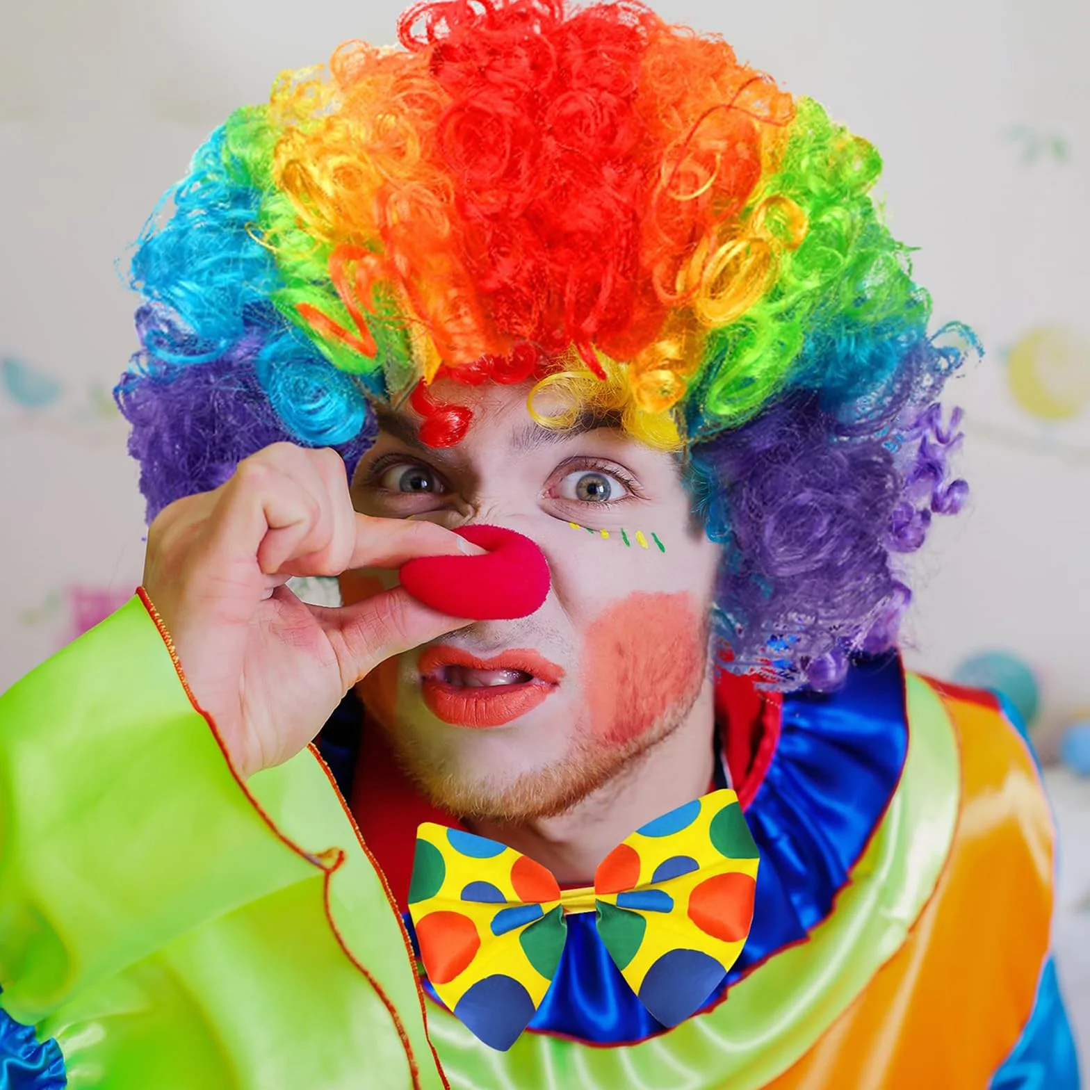 Kostium Klauna Halloween Akcesoria Nos Rękawiczki Muszka Peruki