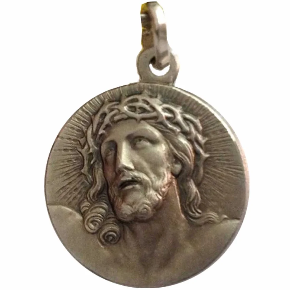 I G J Srebro próby 925 Ecce Homo (Behold the Man) Medal - Święte oblicze Chrystusa, Srebro szterlingowe, Bez kamieni szlachetnych