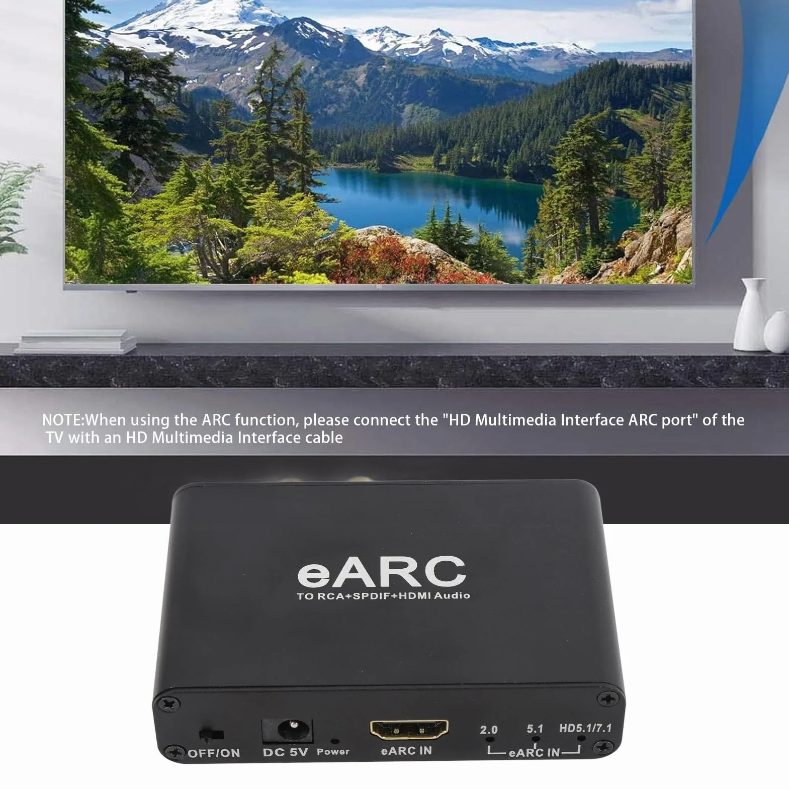 Earc Audio Extractor, 192 KHz Earc Audio Converter do HDMI Optical/SPDIF L/R 3,5 Mm Aux Sound Extractor, HDMI EARC/ARC do Optycznego Adaptera Audio dla Wzmacniacza Głośników HDTV