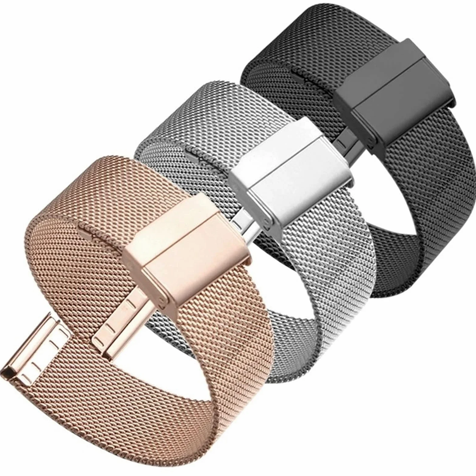 Pasek do zegarka Quick Release Mesh Pleciony metalowy pasek ze stali nierdzewnej dla mężczyzn i kobiet Regulowany 18 mm, 20 mm, 22 mm Bransoletka / 18 mm/różoworóżowy