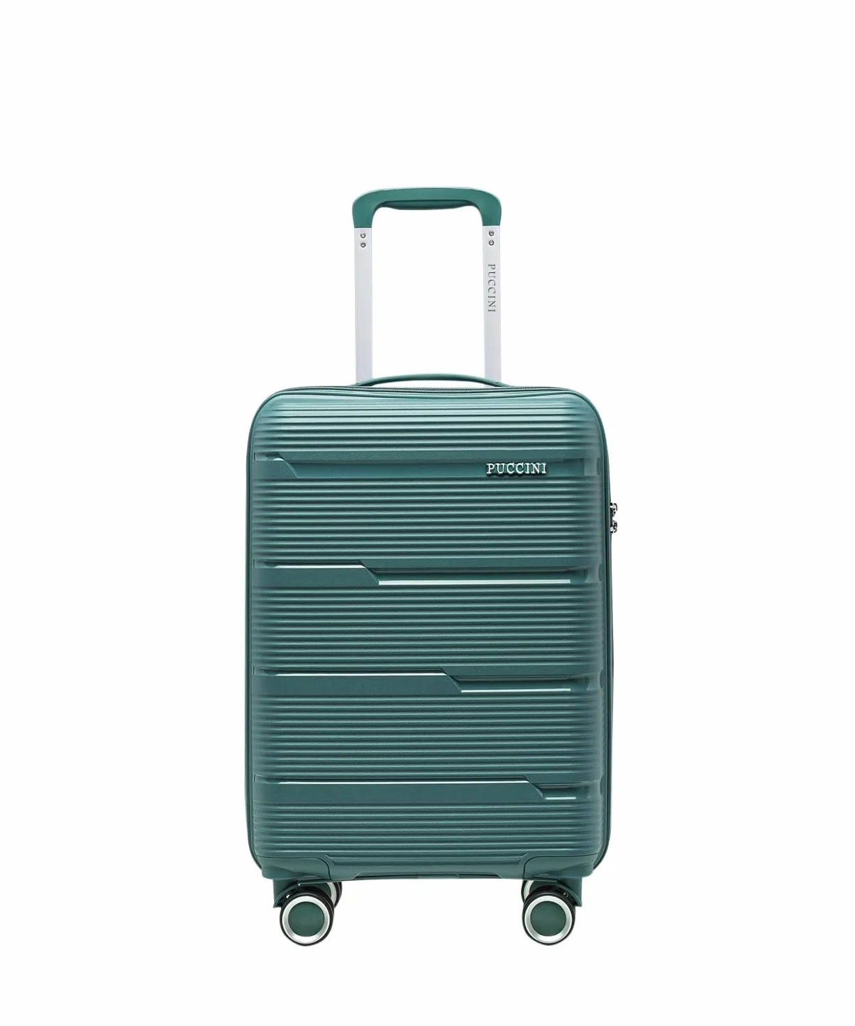 PUCCINI Walizka Kabinowa, Twarda, Zielona, Polipropylen, 36L, 4 Kółka Obrotowe 360°, 56x36x22 cm, 2.6 kg