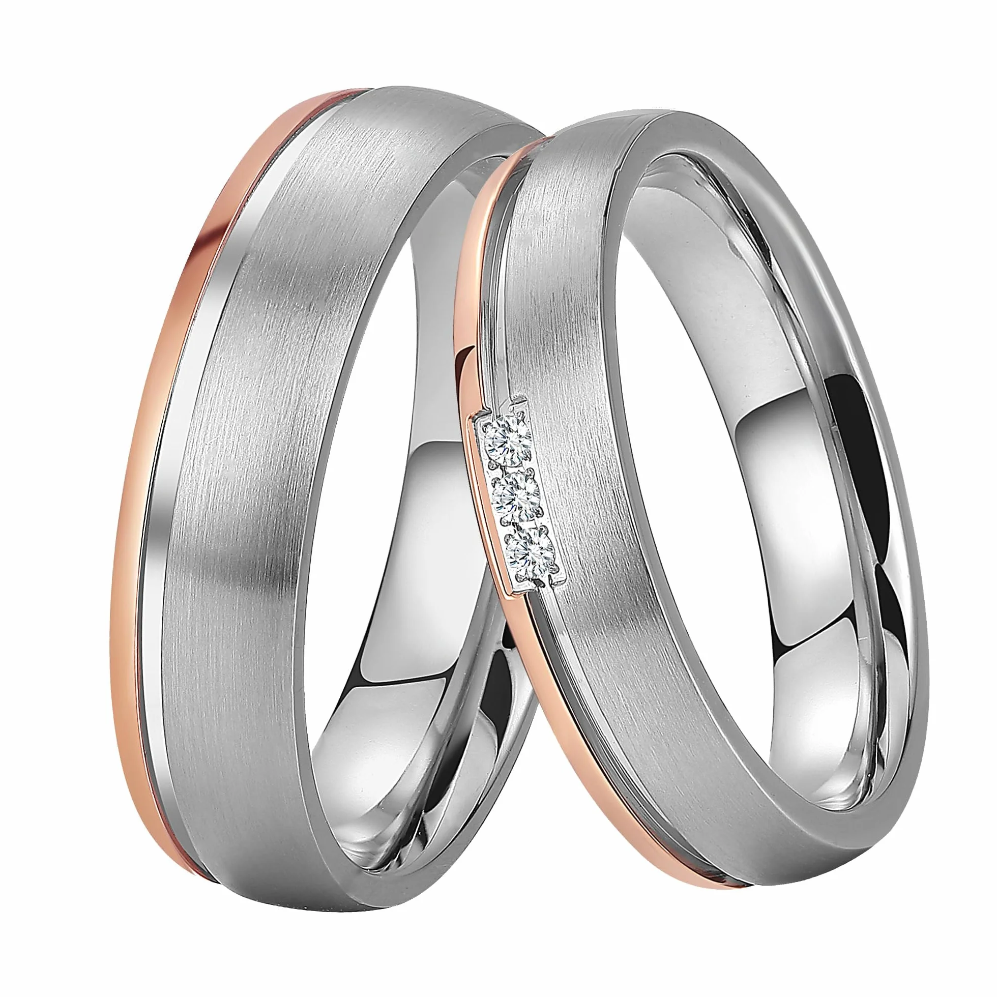 DOOSTI Partnerring Trauring Bicolor Chirurgischer Edelstahl