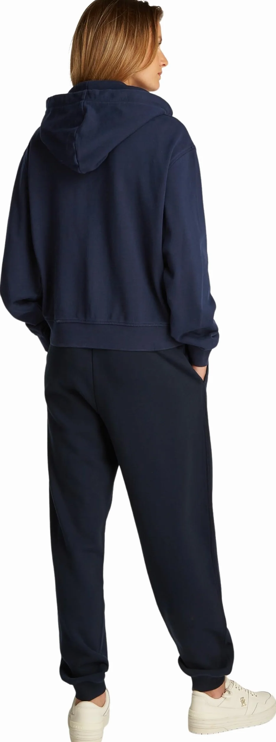 Tommy Hilfiger Damska bluza z kapturem REG Script Zip WW0WW44632, Niebieski (Dark Night Navy), XS