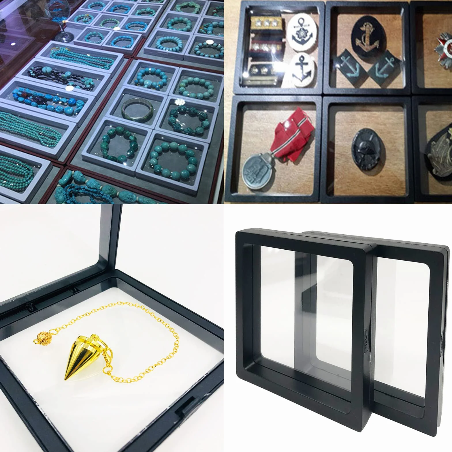 Pływające witryny 3D organizer na biżuterię 6 sztuk czarny