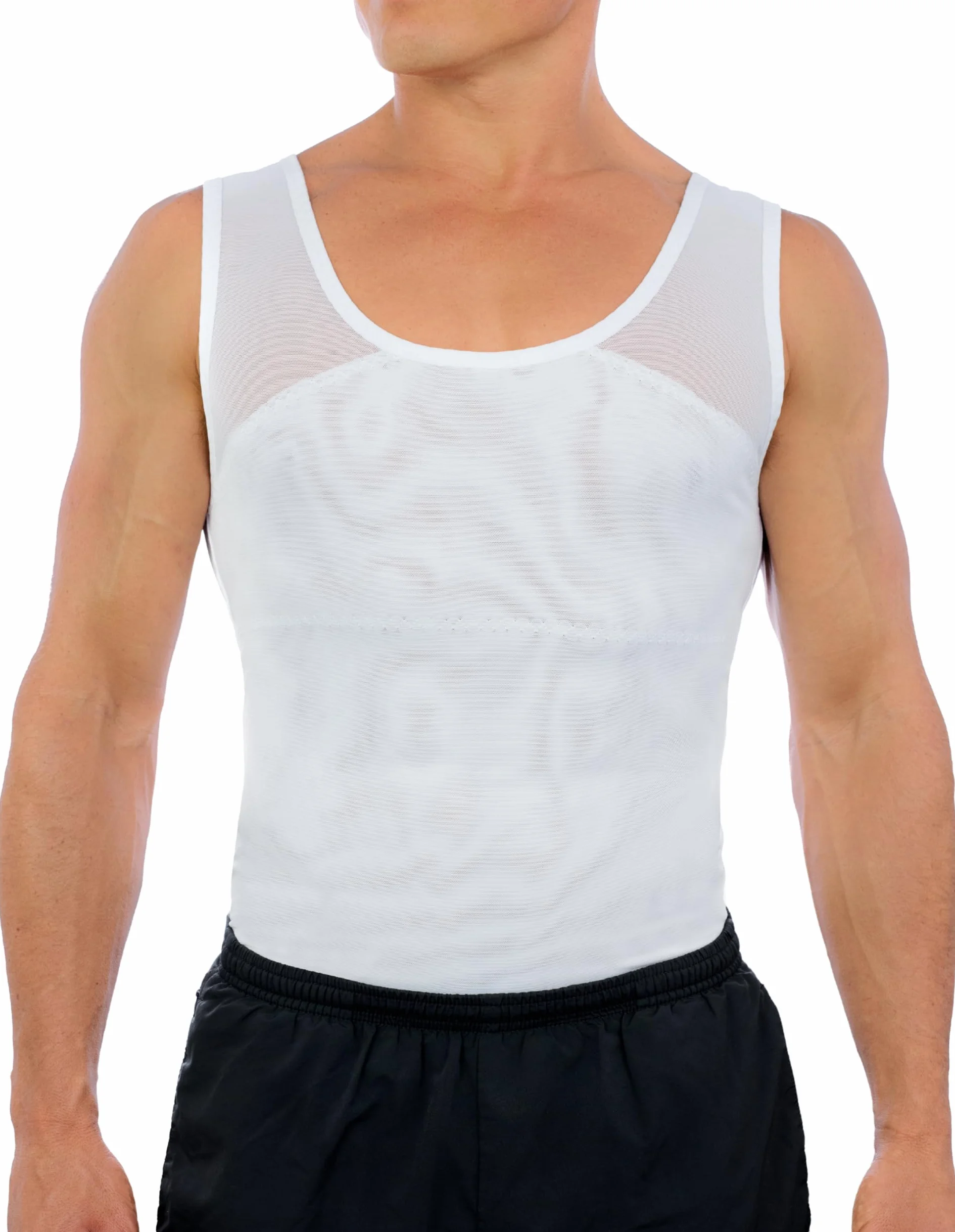 Esteem Apparel Męska koszula kompresyjna na klatkę piersiową biała L