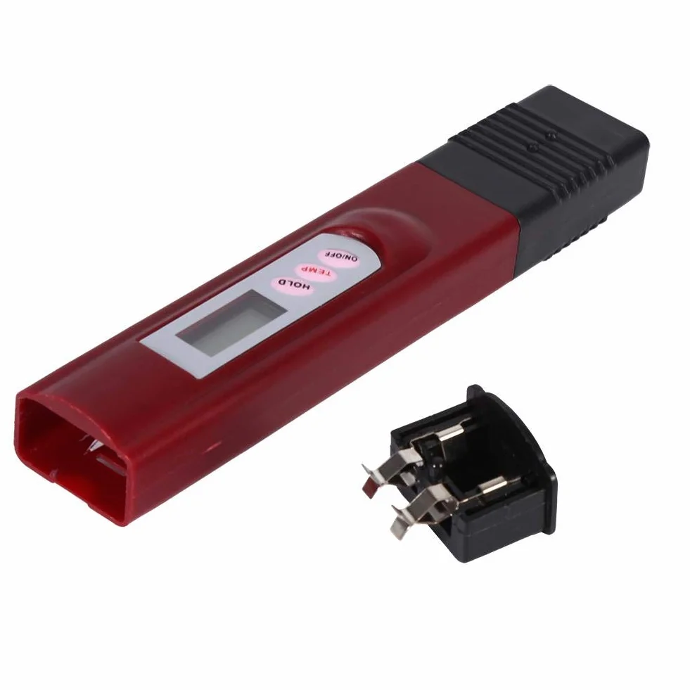 Detektor jakości wody cyfrowy LCD miernik TDS 0-9999 PPM tester pH i temperatury przenośny analizator minerałów pióro testowe (czerwony)
