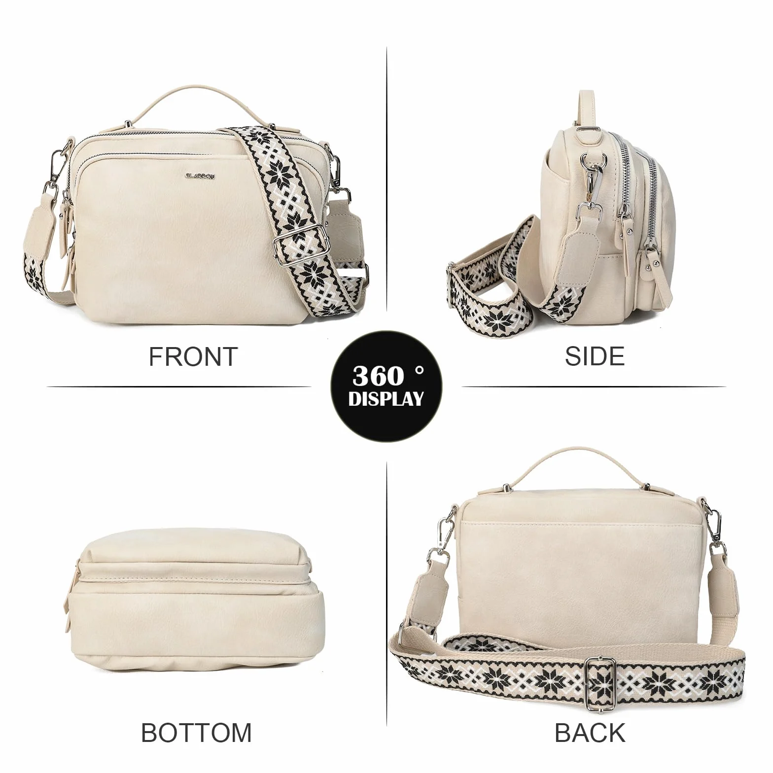 Gladdon Torba na ramię damska, torba na ramię z zamkiem błyskawicznym, torebka crossbody, mała, damska