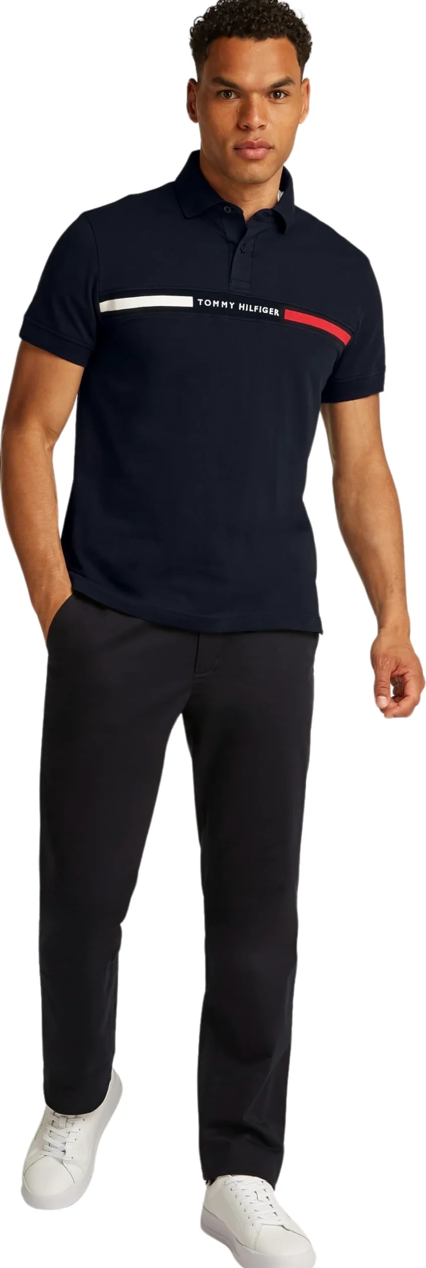 Tommy Hilfiger Męska wkładka na klatkę piersiową Hilfiger REG Polo MW0MW38130, S/S Polo, niebieska, XL, Niebieski (pustynne niebo), XL
