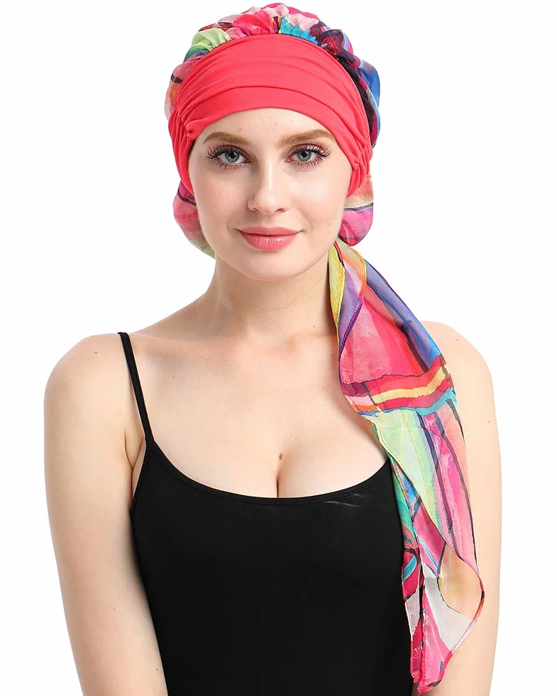 FocusCare chemo turban nakrycie głowy dla kobiet po chemioterapii, Geometryczne drapowanie
