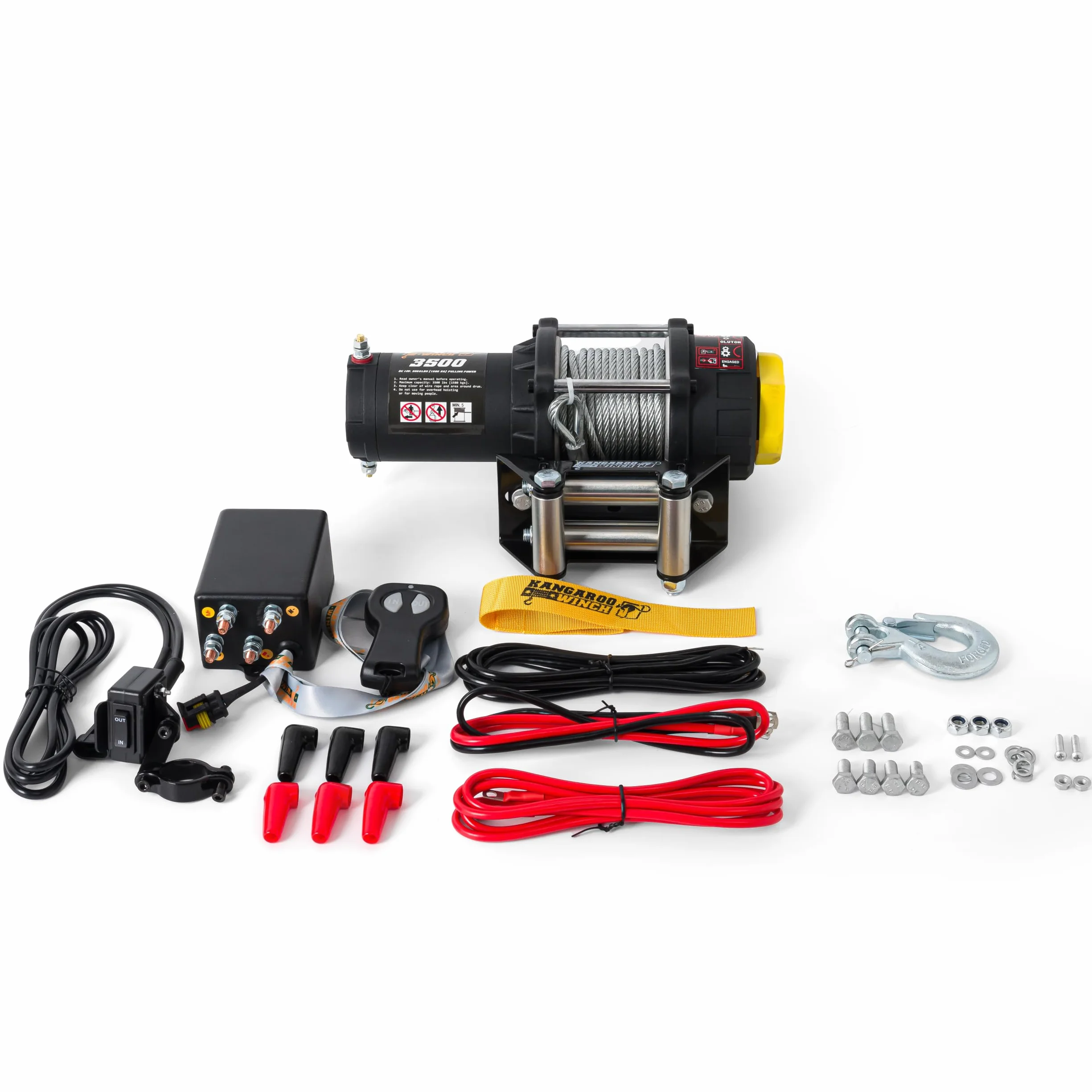 Elektryczna wciągarka linowa 12V - 3500 LBS / 1587 kg siła ciągnąca - Idealna do ATV, quadów i zastosowań offroad - Wytrzymała konstrukcja - W zestawie linka stalowa i pilot zdalnego