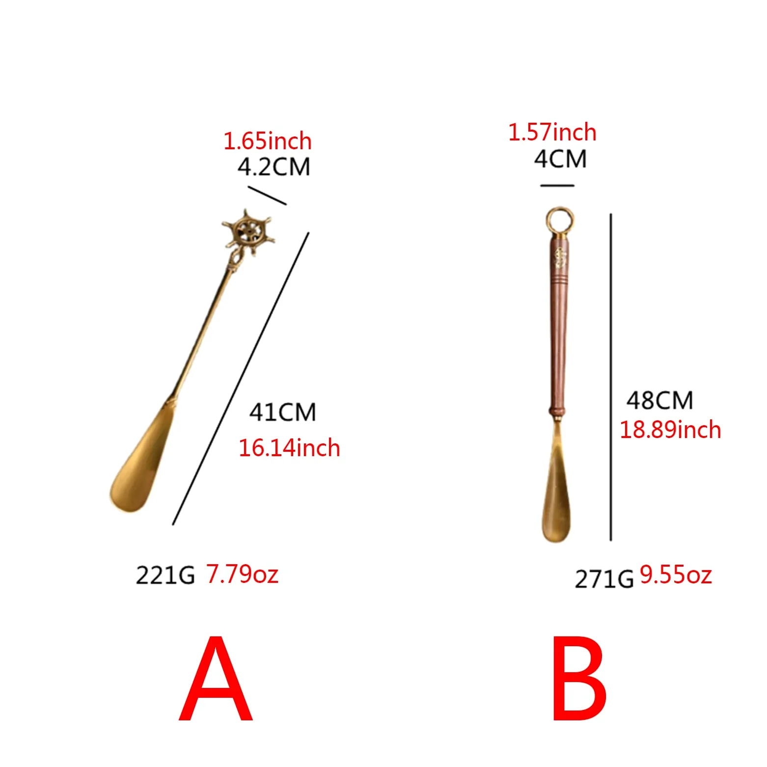 Łyżka do butów z długą rączką Metalowa łyżka do butów Bass Bardzo długie łyżki do butów dla mężczyzn, kobiet w podeszłym wieku, B (A)