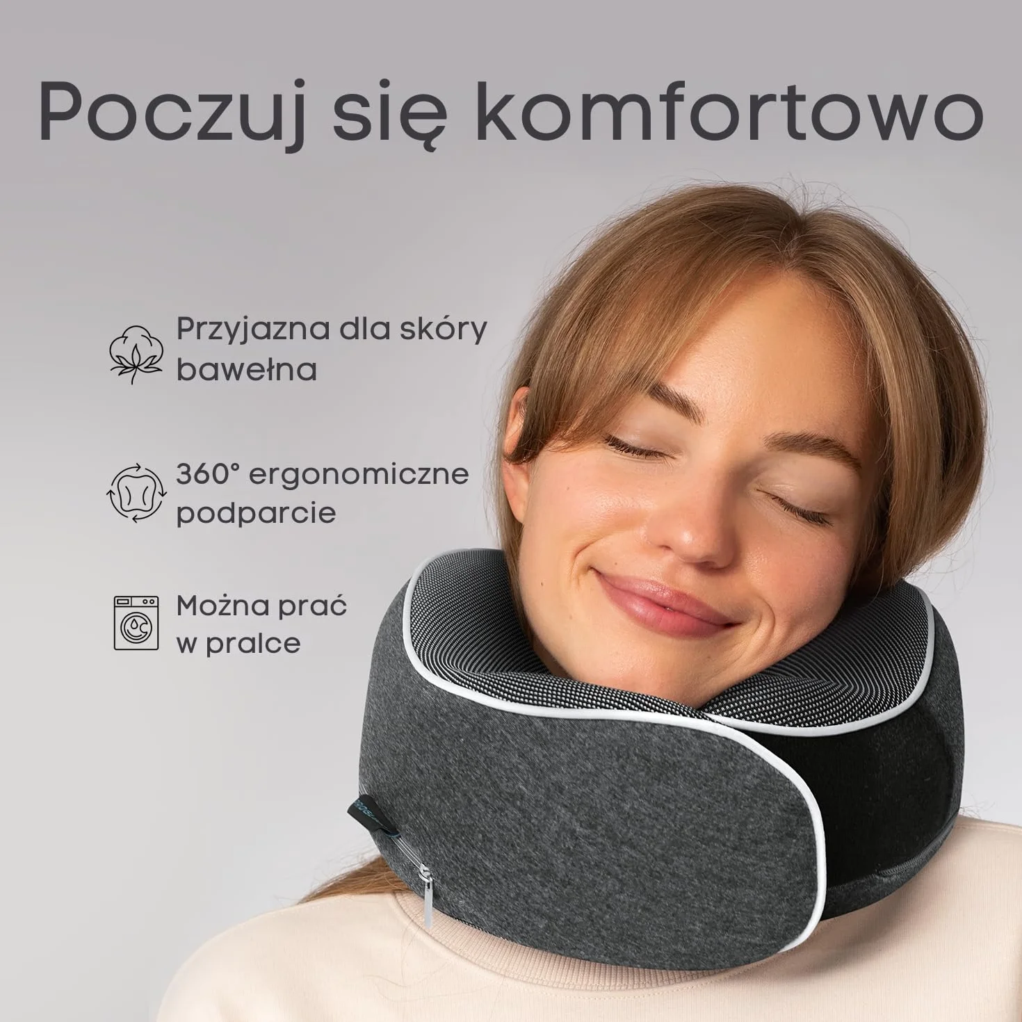 Proglobe Poduszka podróżna z pianki z pamięcią kształtu, ortopedyczna, zestaw z maską do spania 3D