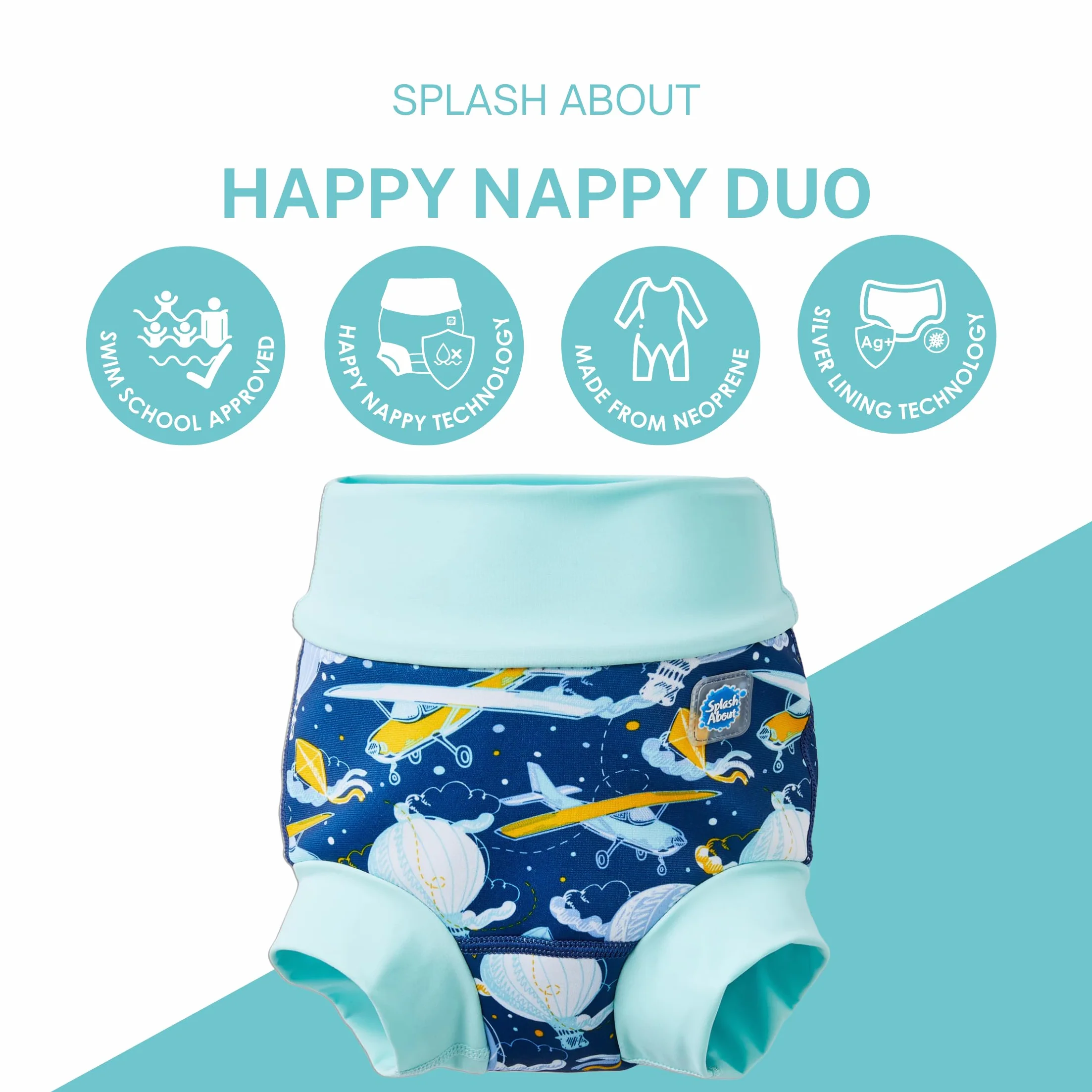 Splash About Happy Nappy Duo Wiederverwendbare Schwimmwindel, Up in the Air, 12-24 miesiące