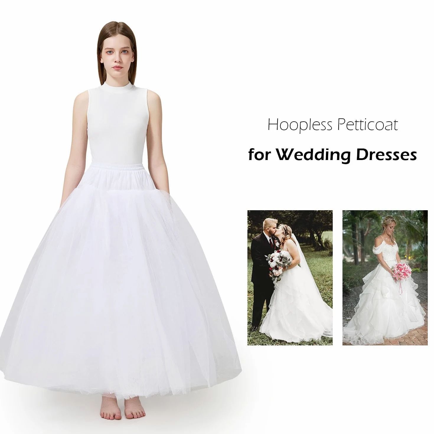 Aprildress Damska Halka Petticoat bez obręczy Krynolina pod spódnica do sukni ślubnych PL-PPT026