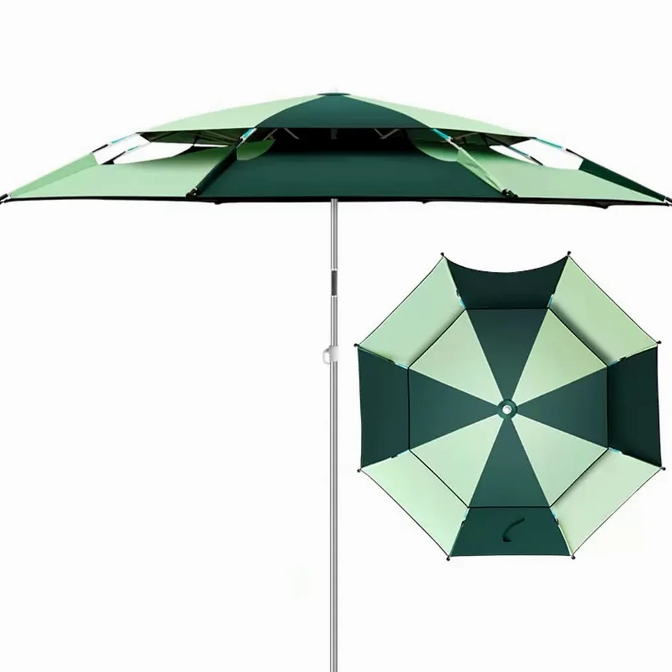 Wielokolorowy parasol wędkarski z kotwicą piaskową o 360° Obrotowa osłona przeciwsłoneczna na słońce Cień Wiatroodporny parasol ogrodowy - 200 cm / 6,5 stopy