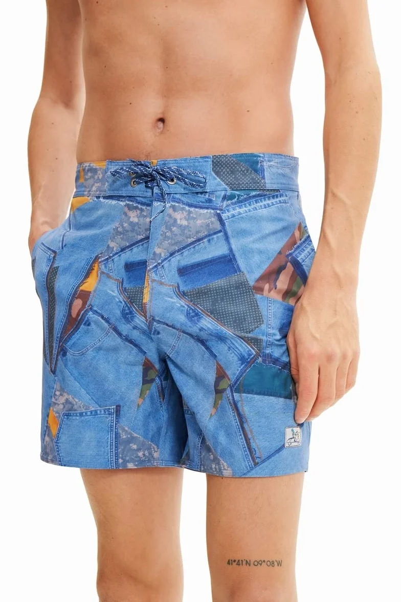 Desigual Bañador_alex 5005 Denim Raw - Szorty męskie WOVEN BOARD Mężczyźni