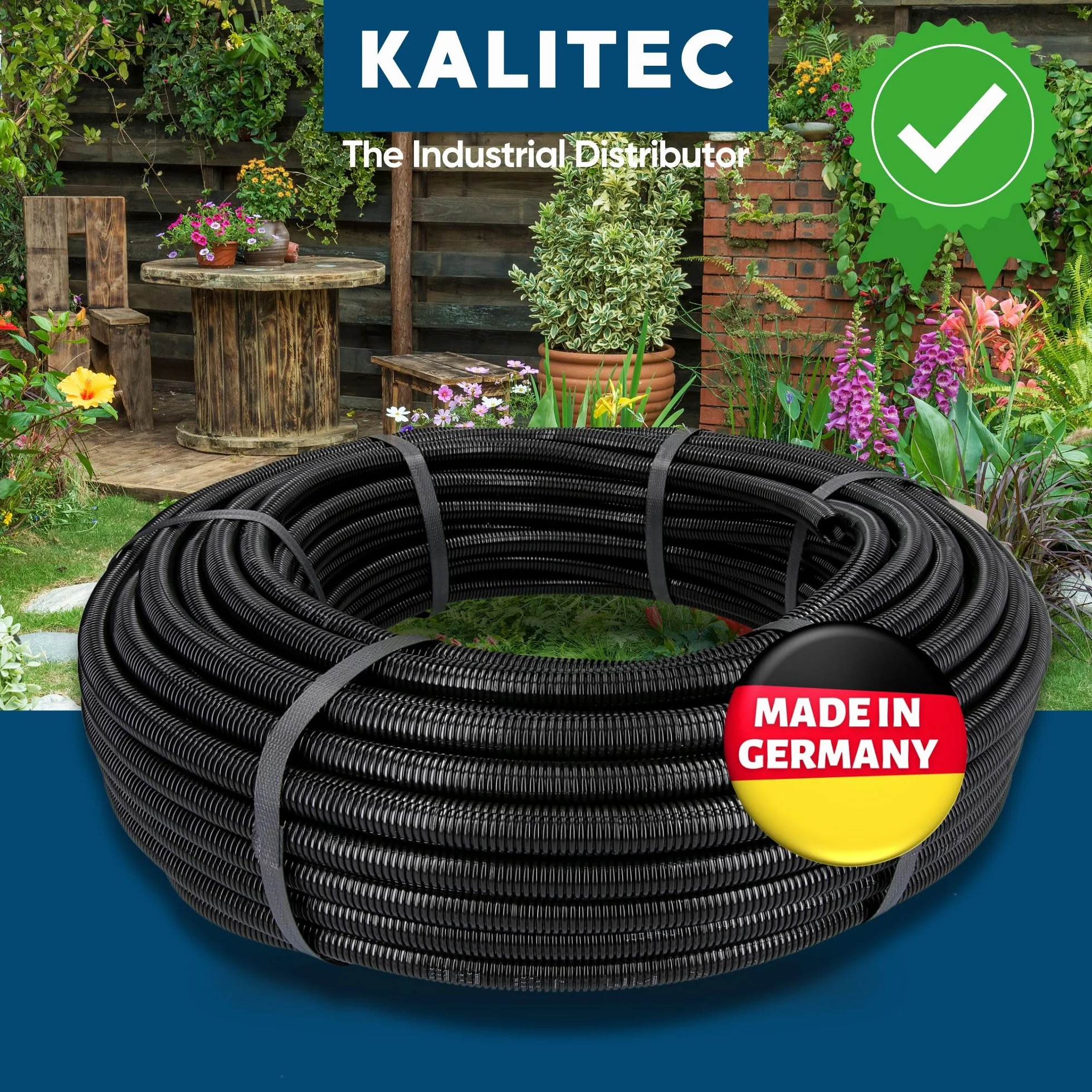 Kalitec rura falista z rowkiem NW 12, 10 m, wąż falisty otwarty, rura chroniąca przed kunami, pusta rurka, ochrona kabla AD 15,6 mm, ID 12,0 mm