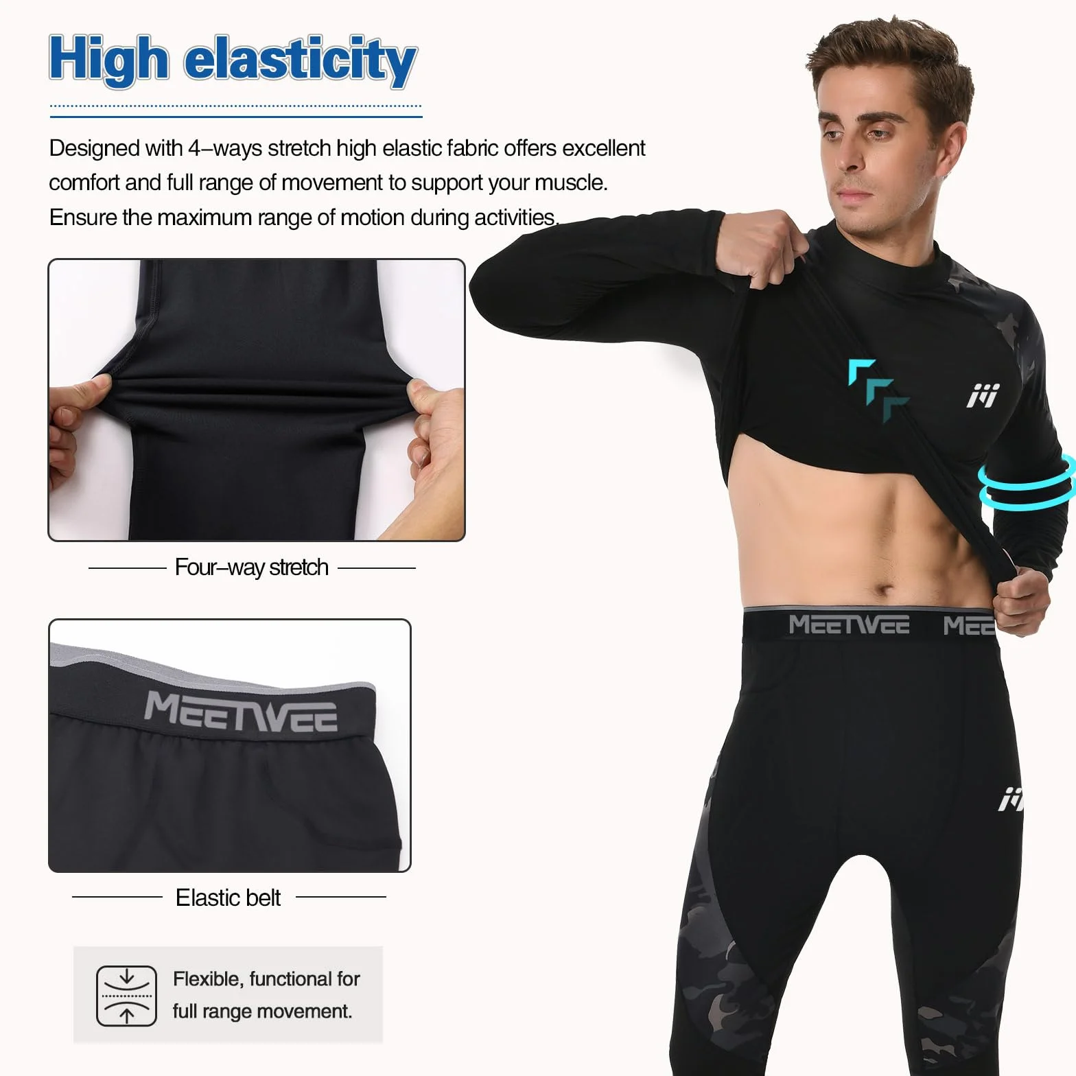 MEETWEE Zestawy termiczne męskie Mężczyźni Men Thermal Underwear Set (1 w zestawie)