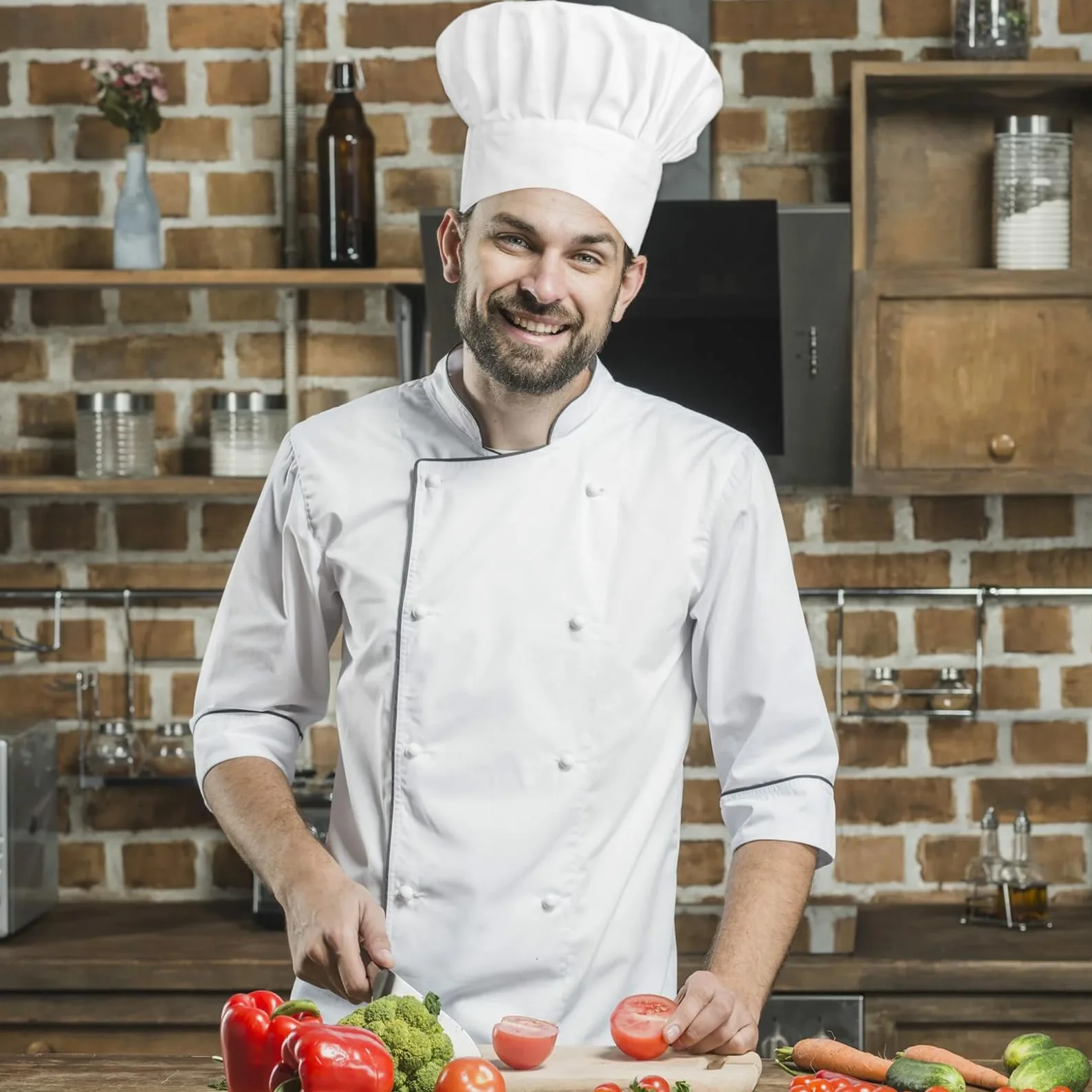 Męska czapka kucharska, regulowana czapka kucharska, czapka kucharska dla dzieci, oddychająca czapka kucharska, wielokrotnego użytku, do szkół smakoszy, restauracji, hoteli, szkół, kuchni prywatnej