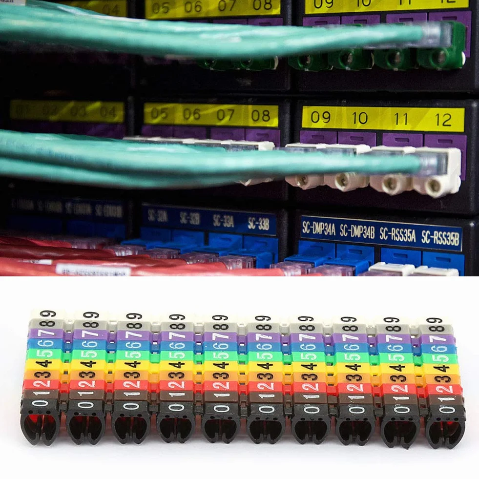 Numer przewodu, Cyfrowa rurka numerowa, Rurka etykiety numeru przewodu, Zestaw znaczników kabli do znaczników kabli (100 szt. KCM-6MM)