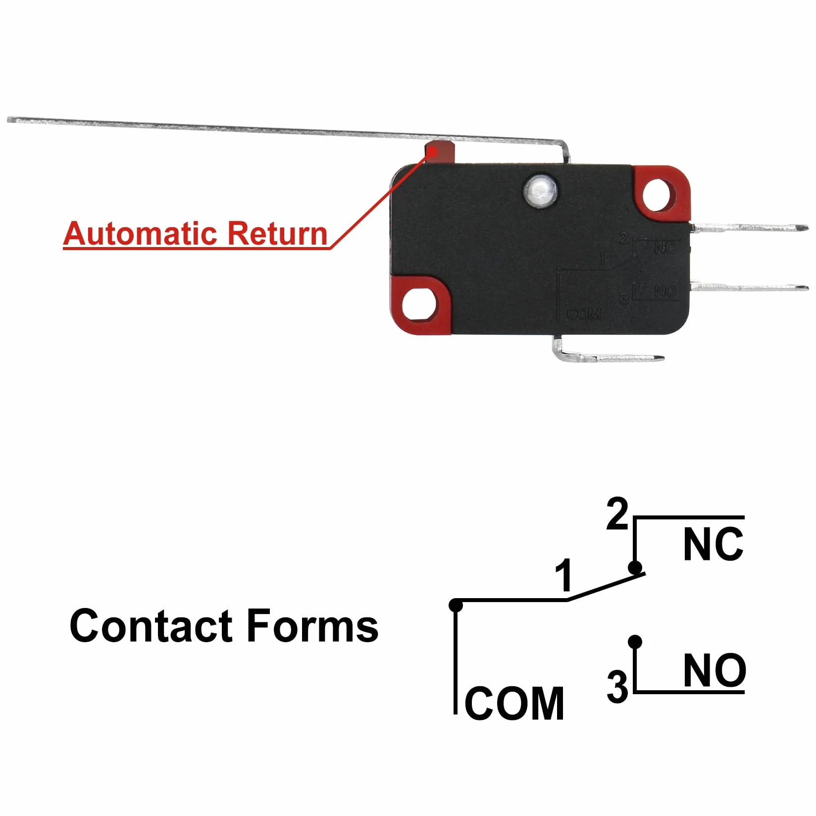 Heschen Micro Switch V-153-1C25 SPDT długa dźwignia zawiasowa 20 A 250 V AC 2 sztuki
