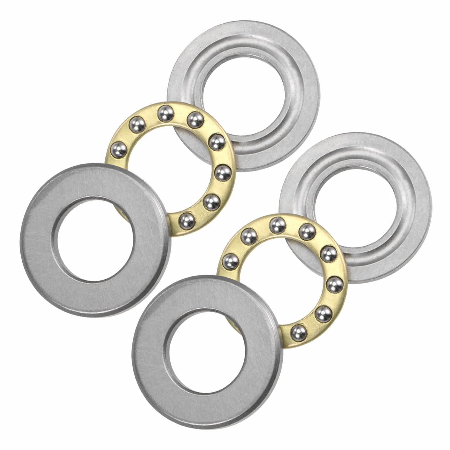 2 szt. Łożyska kulkowe wzdłużne F12-23M - [12 mm średnica otworu x 23 mm średnica zewnętrzna x 7,5 mm szerokość] pojedynczy kierunek do zastosowań obrotowych, z mocowaniem klatkowym
