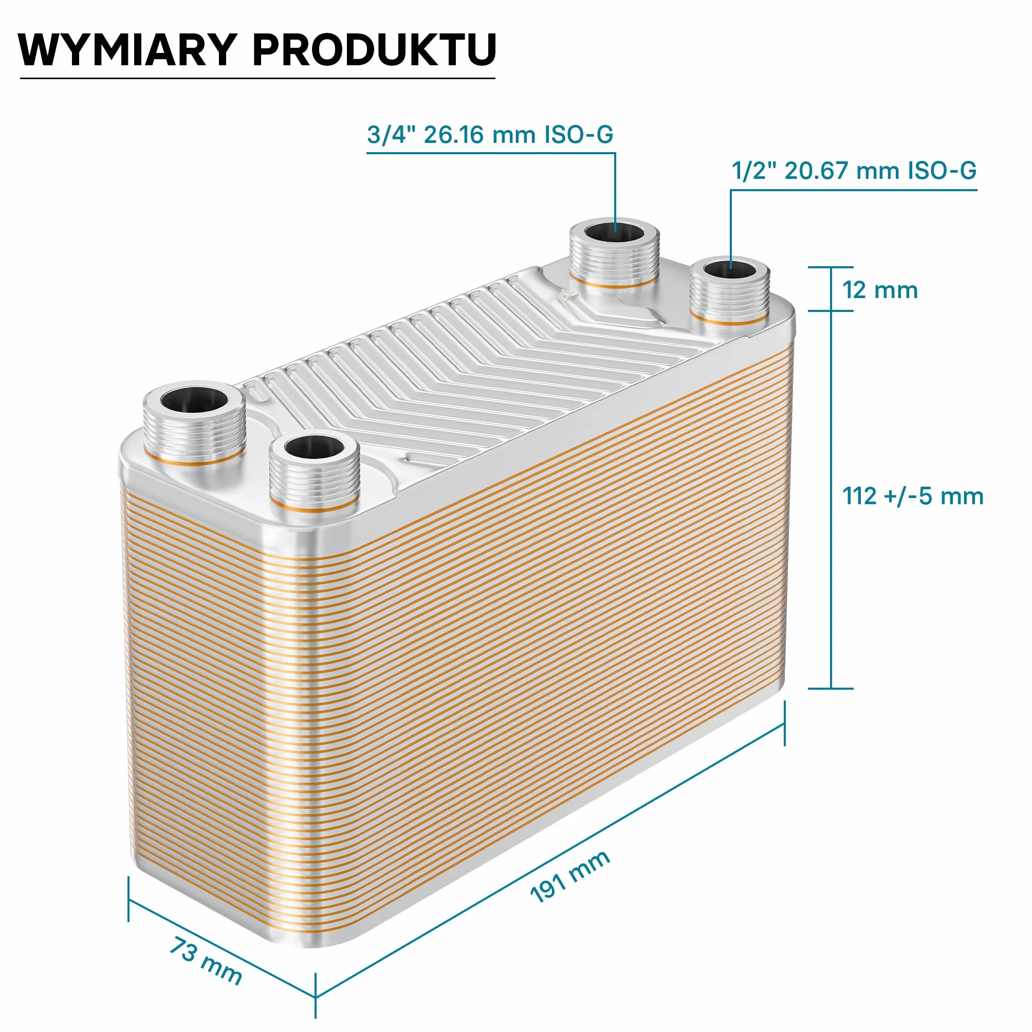 Wiltec Wymiennik płytowy 50 płyt, maks. 90 kW, maks. przepływ 4 m³/h, objętość 0,99 l, ze stali nierdzewnej do przekazywanie ciepła