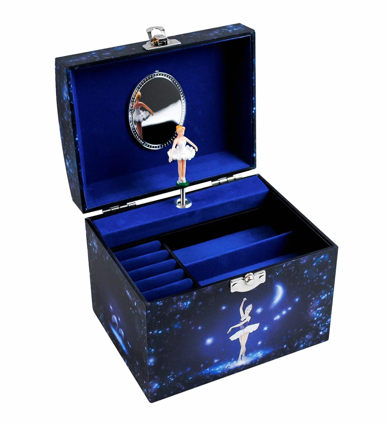TROUSSELIER - Duże pudełko na biżuterię z muzyką - Star Tancerka - Vanity Case - Granatowy kolor