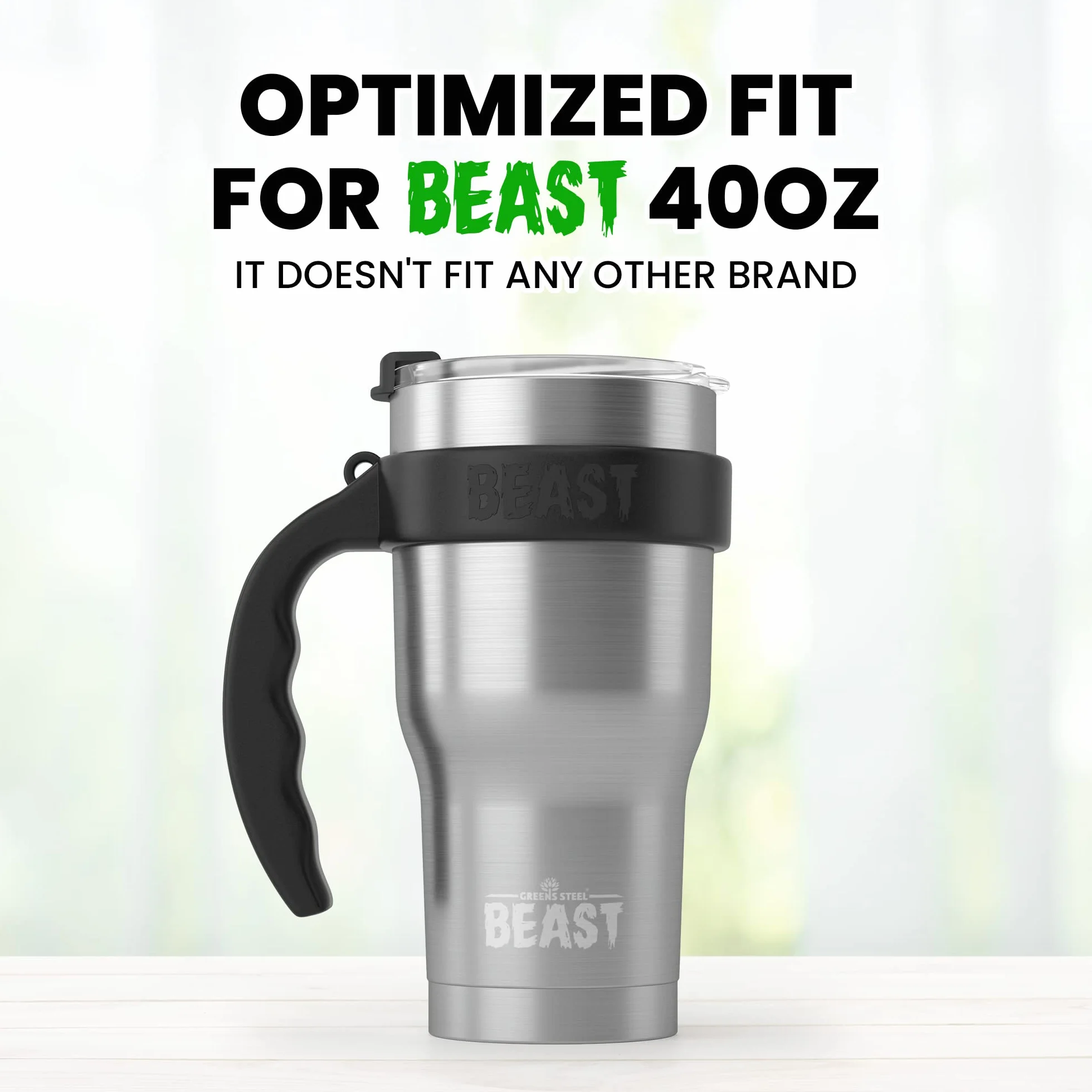 Greens Steel Uchwyt do kubka beast o pojemności 1,134 g, antypoślizgowy uchwyt na kubek podróżny, uchwyt na kubek bestii, lekki uchwyt na kubek, uchwyt kubka