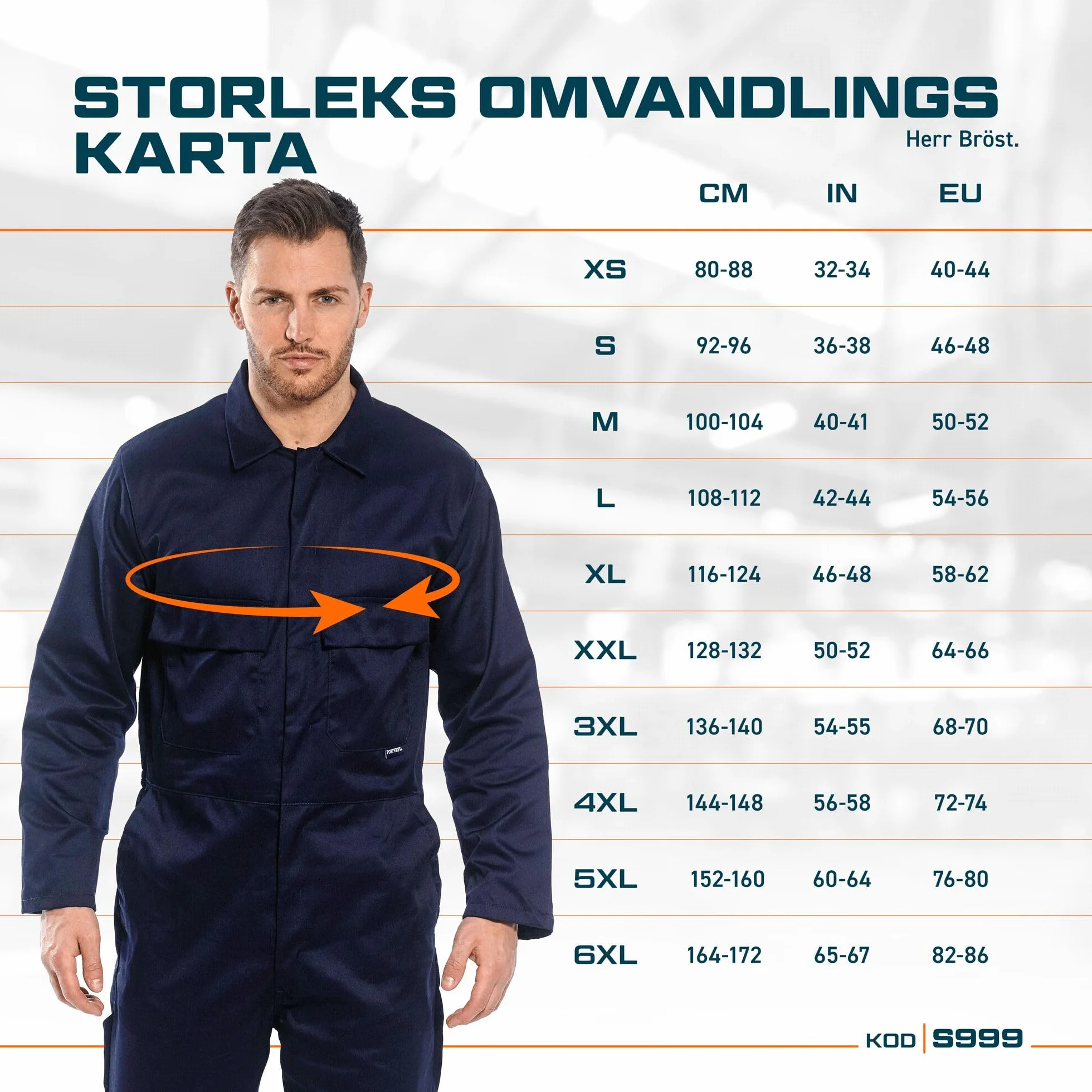 Portwest S999 Kombinezon Euro Work Niebieski Rozmiar S