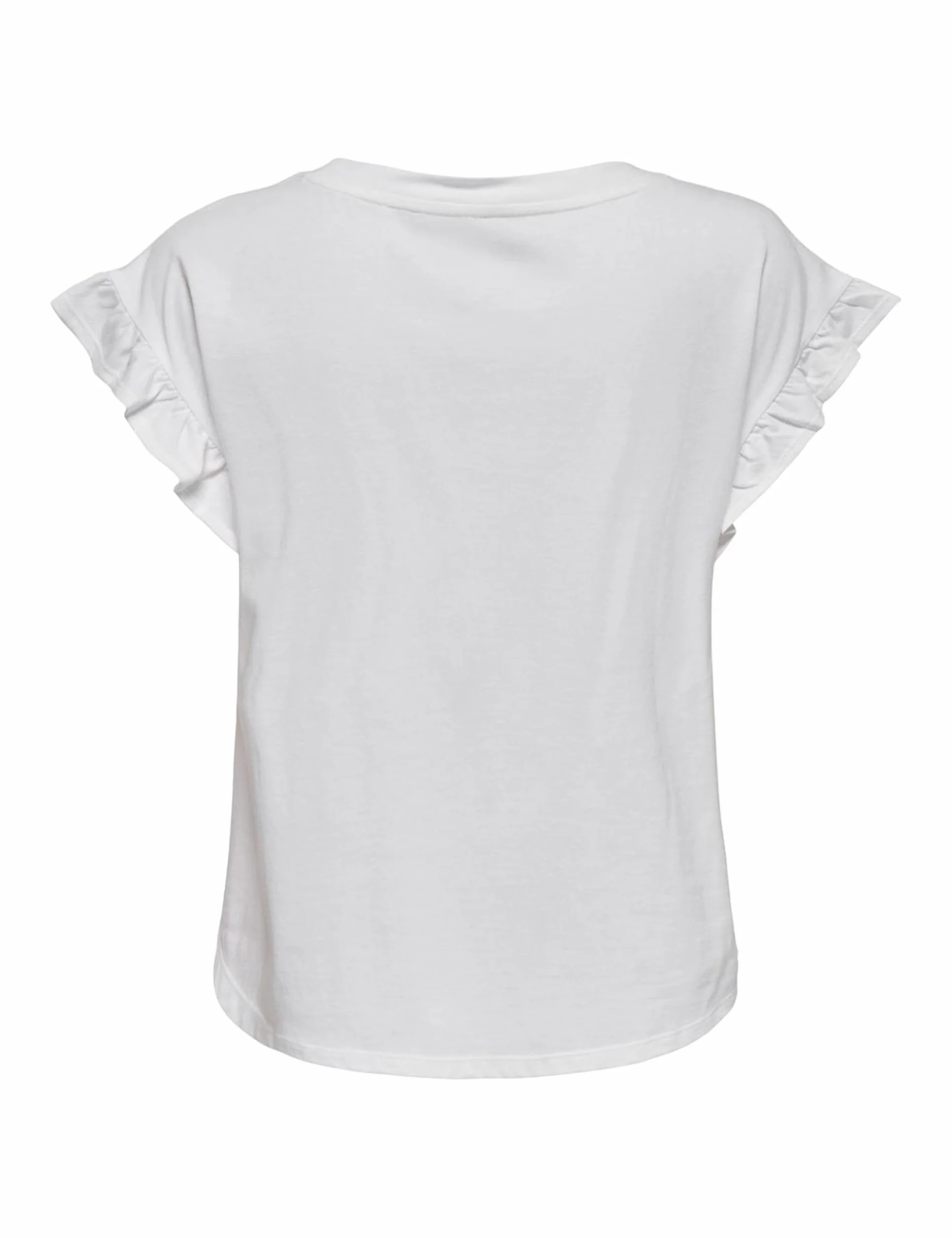 Onlgrape S/S Frill O-Neck Top JRS, Bright White, M