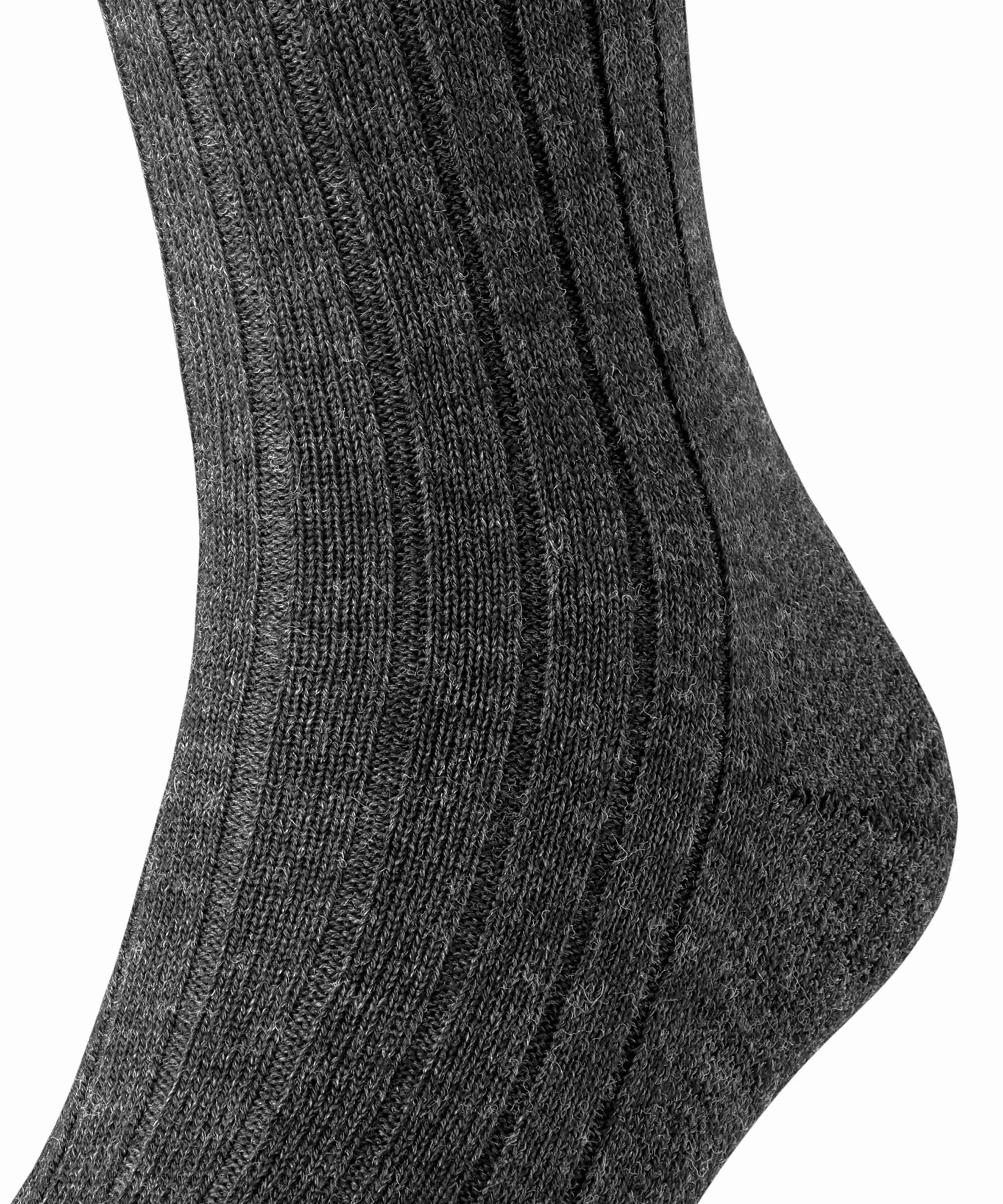 FALKE Mężczyźni Podkolanówki Teppich Im Schuh M Kh Wełna długie jednokolorowe 1 Para, Szary Anthracite Melange 3080, 43-44