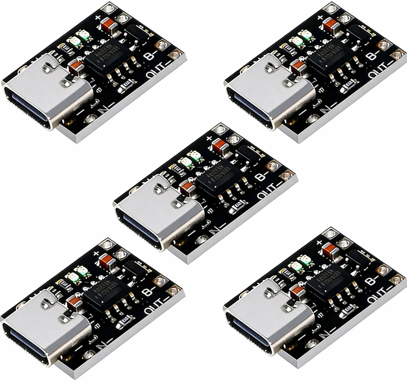 RUNCCI-YUN 5 szt. TP4057 USB C litowa ładowarka 1 A 3,7 V z ochroną USB C akumulator litowo-jonowy płytka ładująca