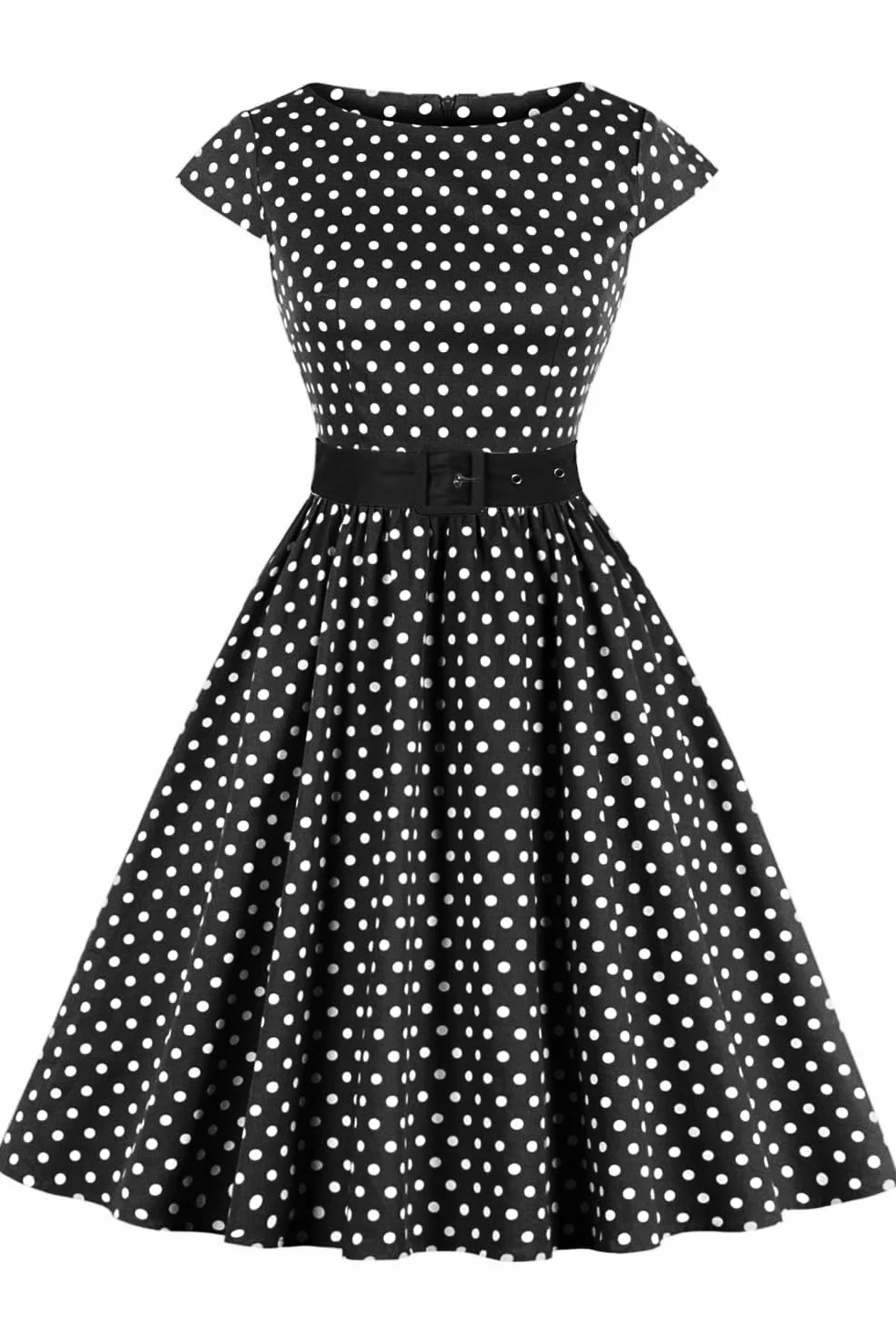 Axoe Sukienka damska w stylu lat 50., Audrey Hepburn, styl vintage, rockabilly, koktajlowa, na imprezę, w groszki