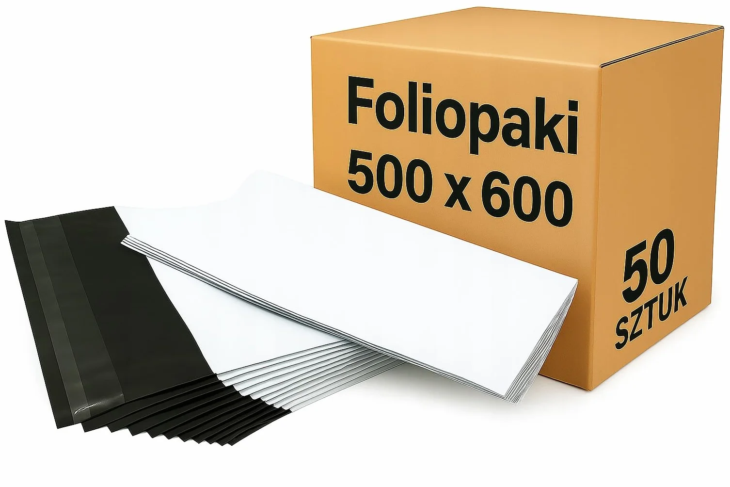 Foliopaki kurierskie 500x600 mm 50szt koperty foliowe białe XL