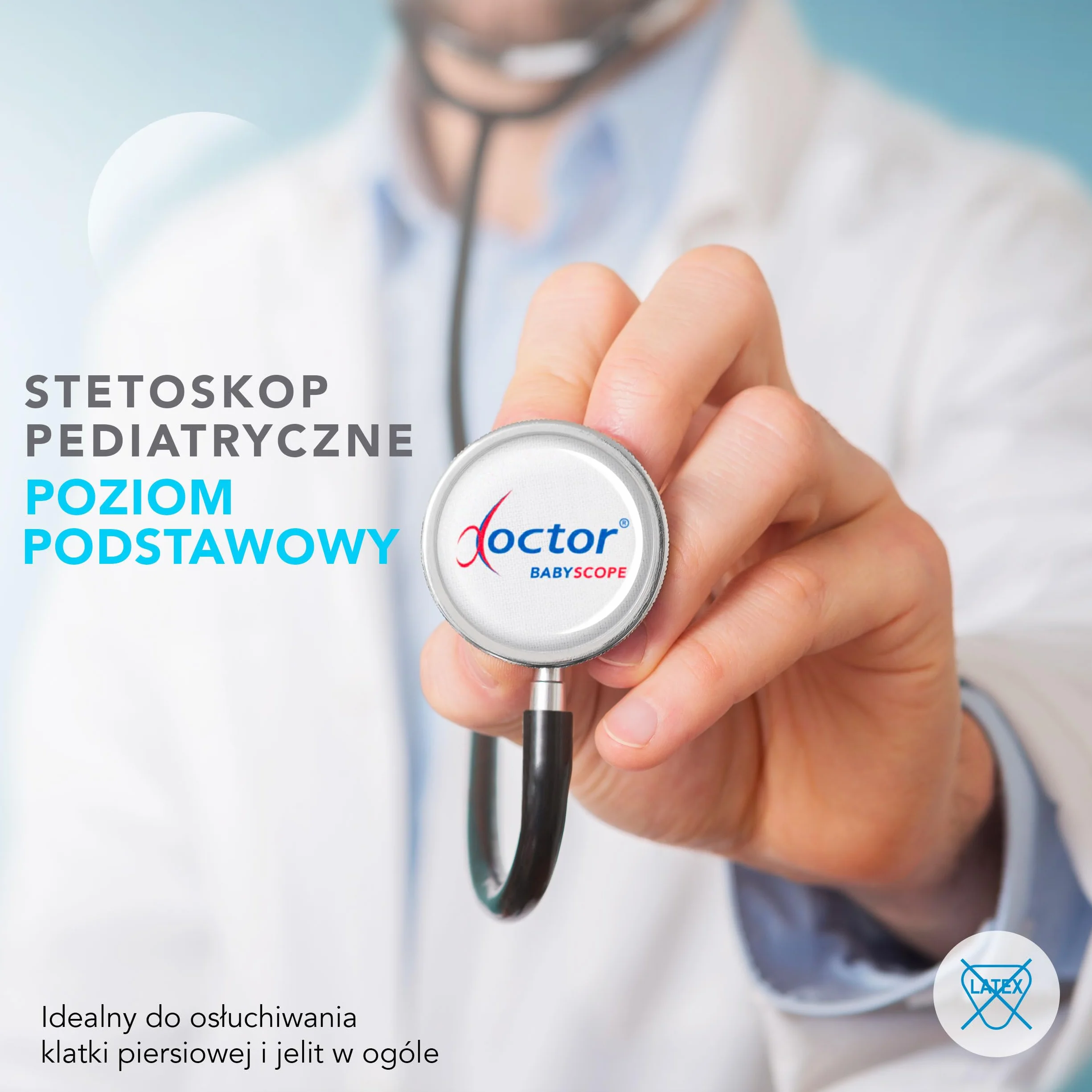 AIESI® Stetoskop Dziecięcy, profesjonalny fonendoskop z podwójną głowicą, czarny DOCTOR BABY SCOPE, 24 miesiące we Włoszech