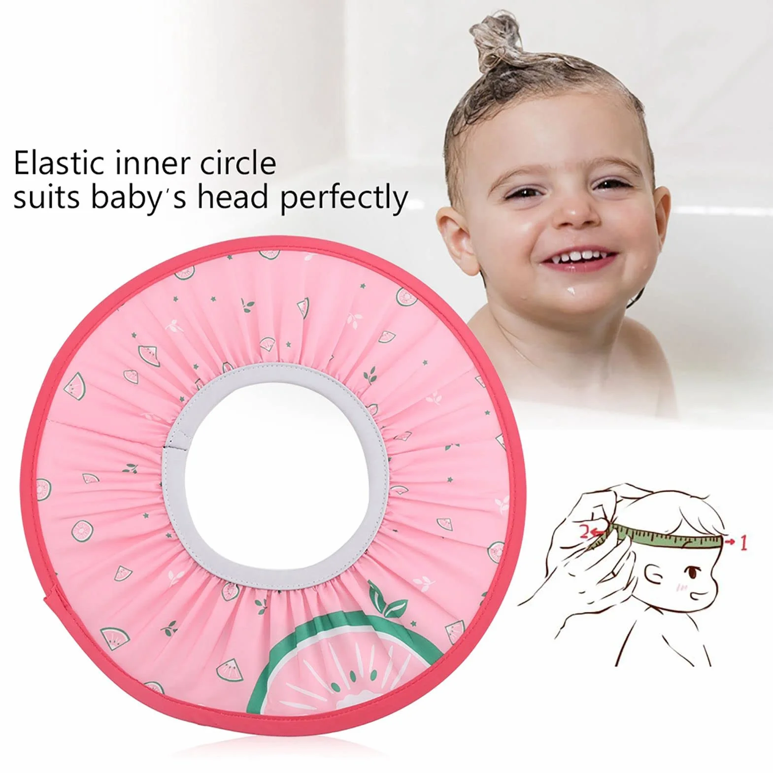 Czapka z Daszkiem dla Niemowląt, Czepek do Kąpieli z Daszkiem do Prania (PINK)