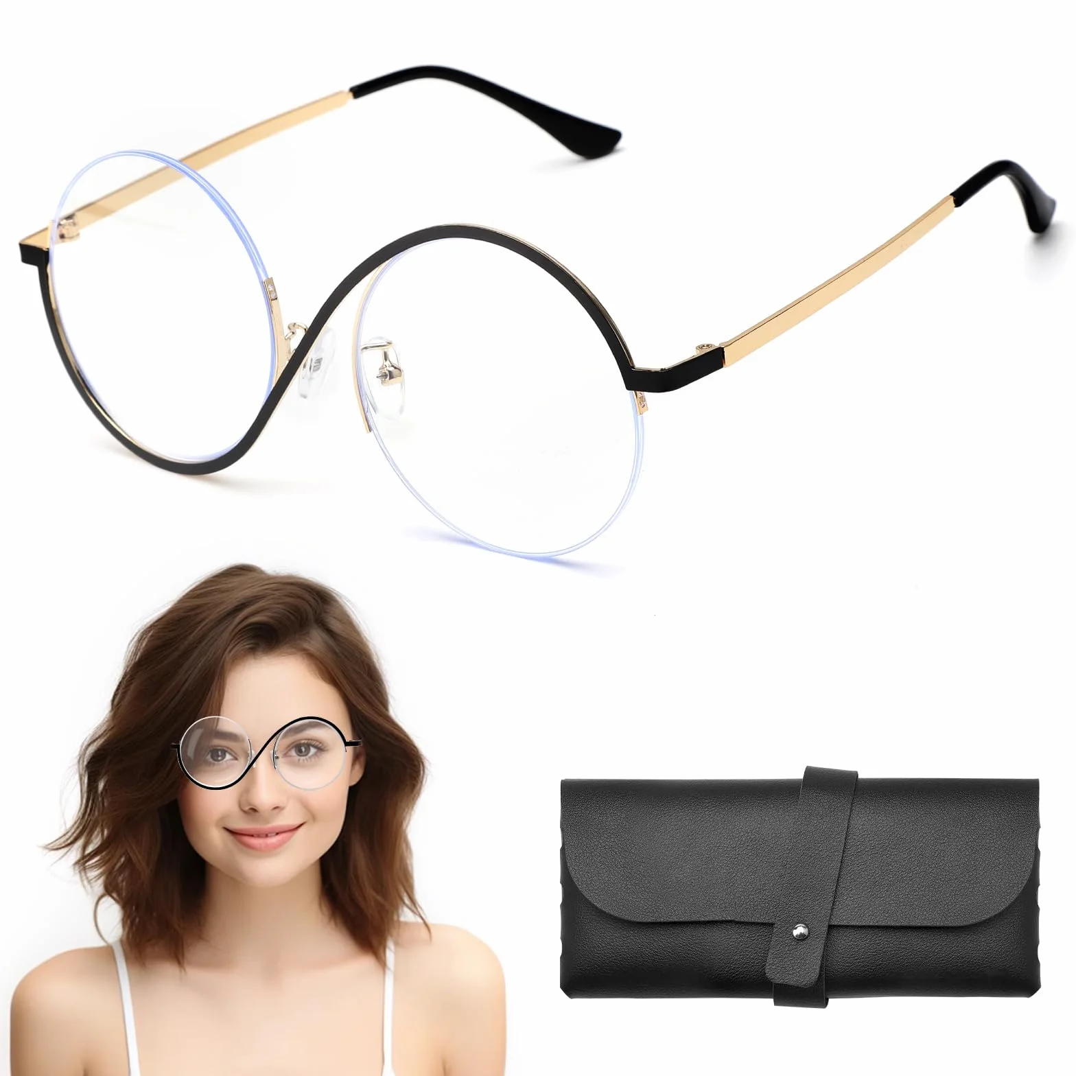 Elphaba Cosplay Eyewear okrągłe okulary z organizerem, okulary Elphaba, kostium czarownicy, akcesoria na Halloween