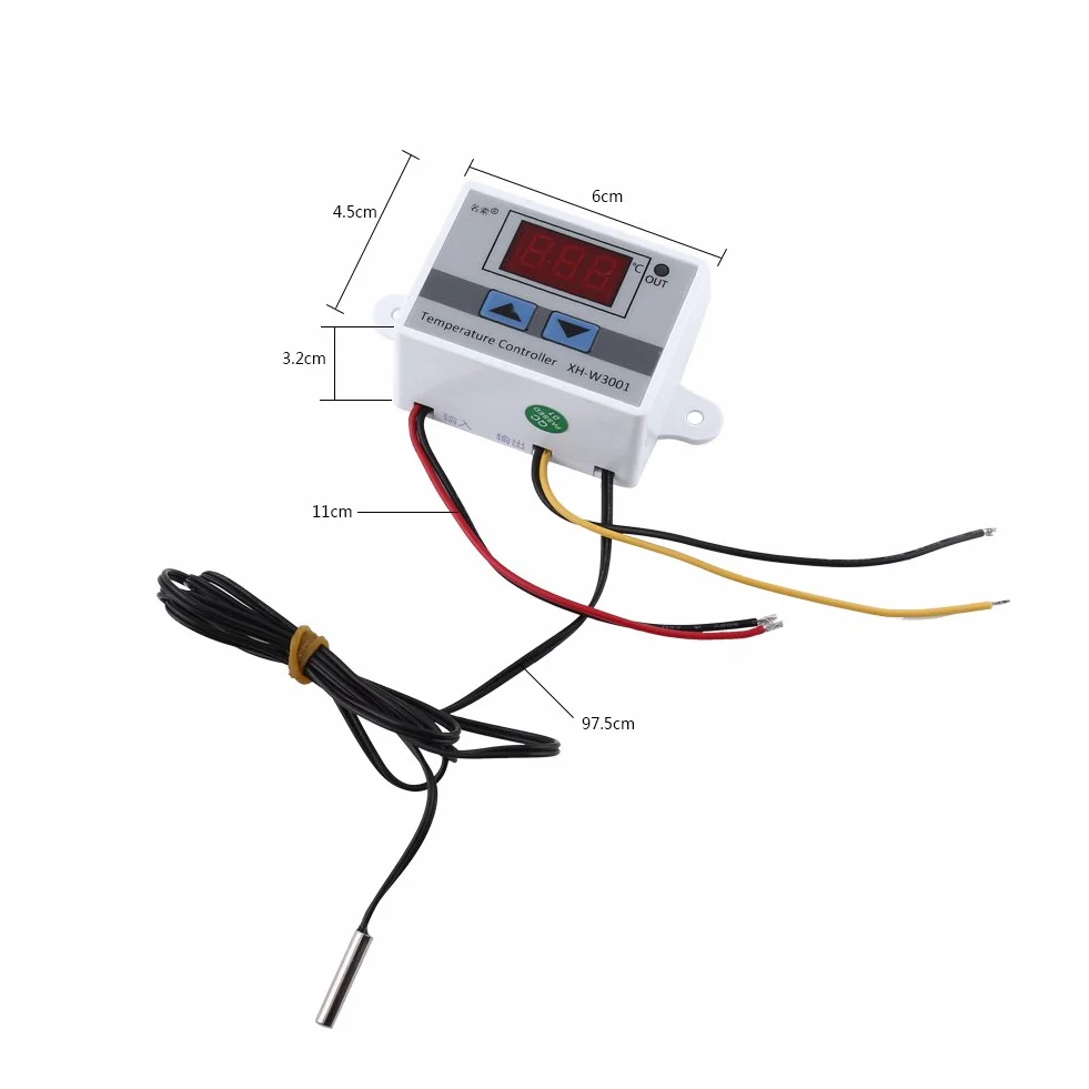 Walfront XH-W3001 - Wielofunkcyjny cyfrowy termostat LED do regulacji temperatury z czujnikiem, 2 stopnie grzania i chłodzenia