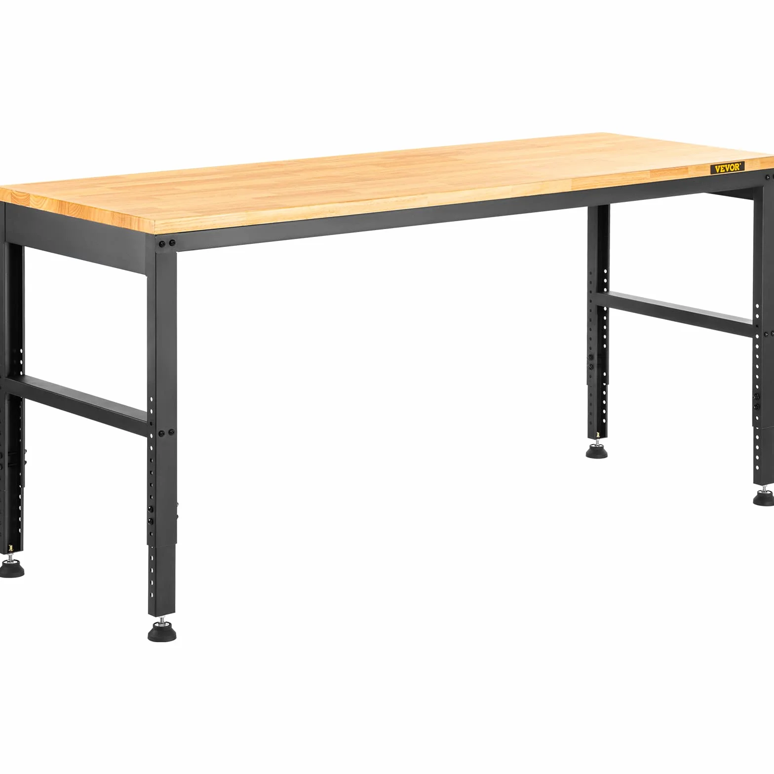 VEVOR Garaż warsztatowy 135x46x97 cm stół roboczy regulowana wysokość 72-97 cm, blat stołu warsztatowego z drewna dębowego stalowa rama, wytrzymały wytrzymały wielofunkcyjny stół warsztatowy do